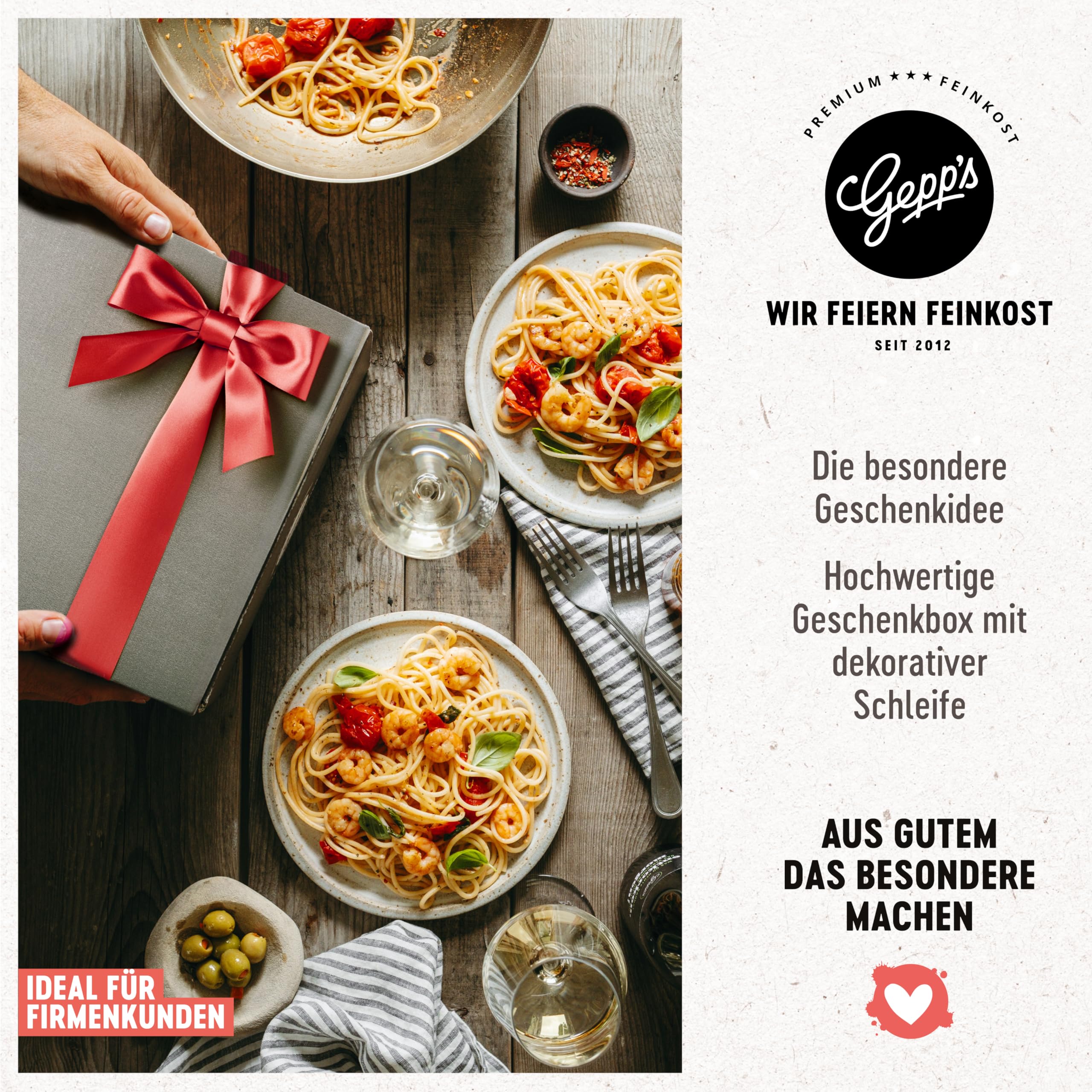 Gepp's Feinkost Geschenkkorb mit vielen Delikatessen & Geschirrtuch I Geschenkset mit Gourmet-Pesto, Pasta-Gewürz, Brotbackmischung,Bio-Olivenöl & Kräutersalz I Präsentkorb