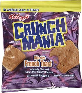 Kellogg's Crunchmania Bite-Size French Toast Graham Snacks, 100 Count 1.76oz Bags - Cinnamon Molasses Treats