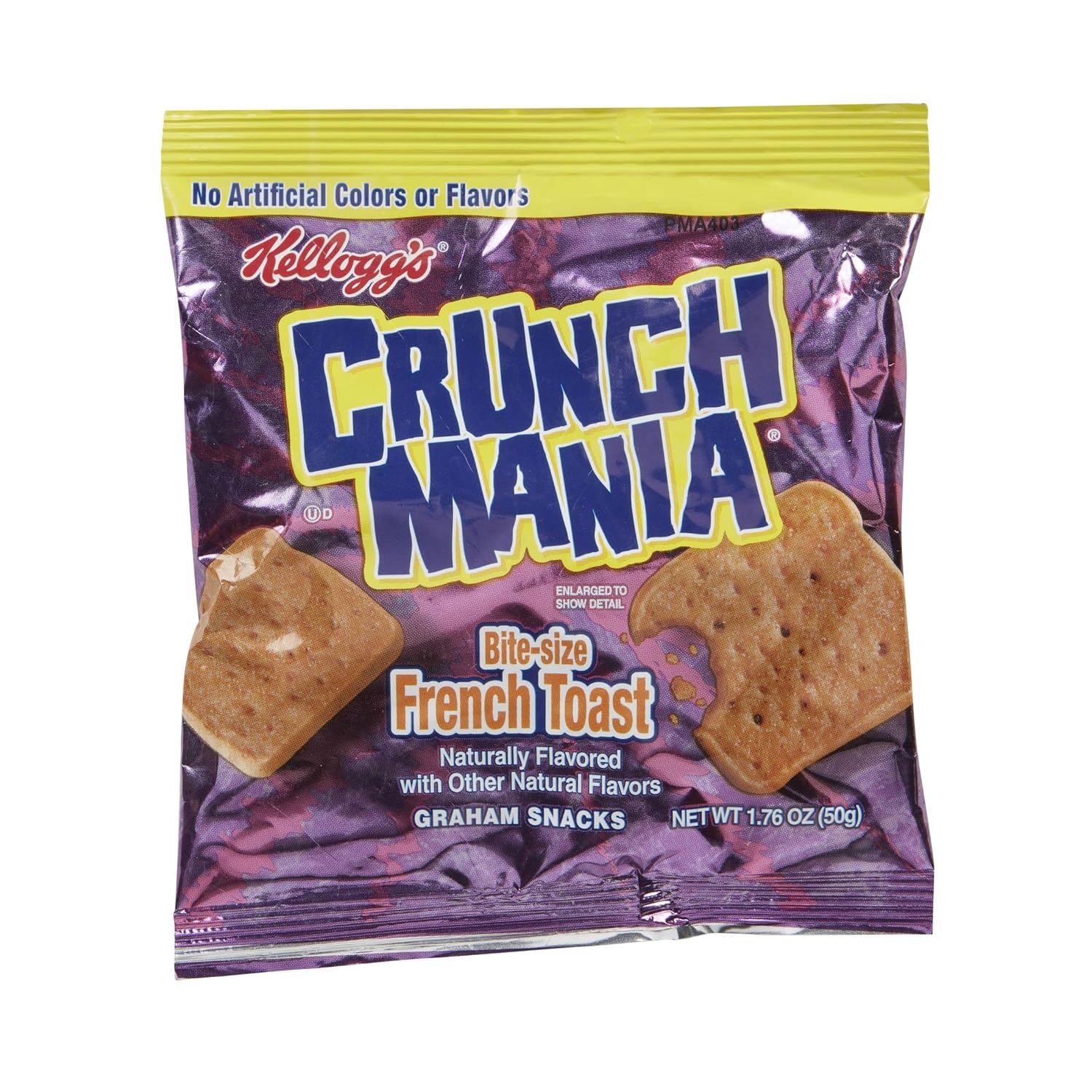 Kellogg's Crunchmania Bite-Size French Toast Graham Snacks, 100 Count 1.76oz Bags - Cinnamon Molasses Treats