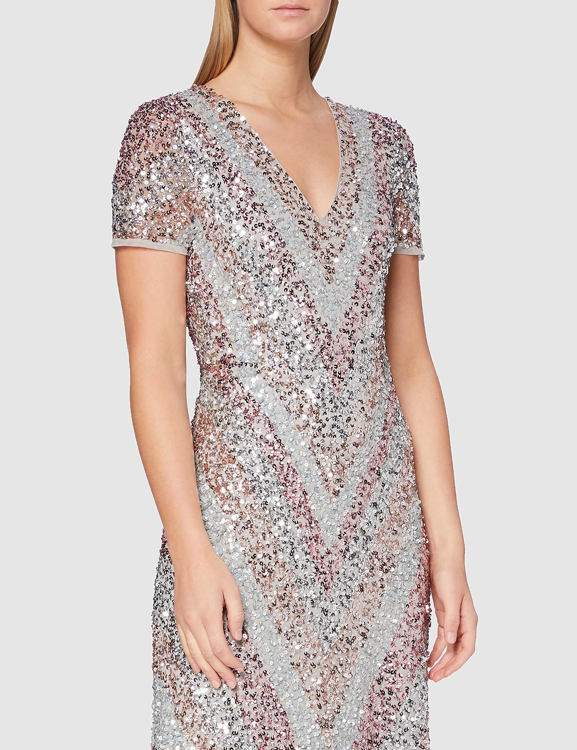 Maya Deluxe Maxi Abito Maya Multi Stripe Completamente Impreziosito Vestito per Damigella d’Onore Donna