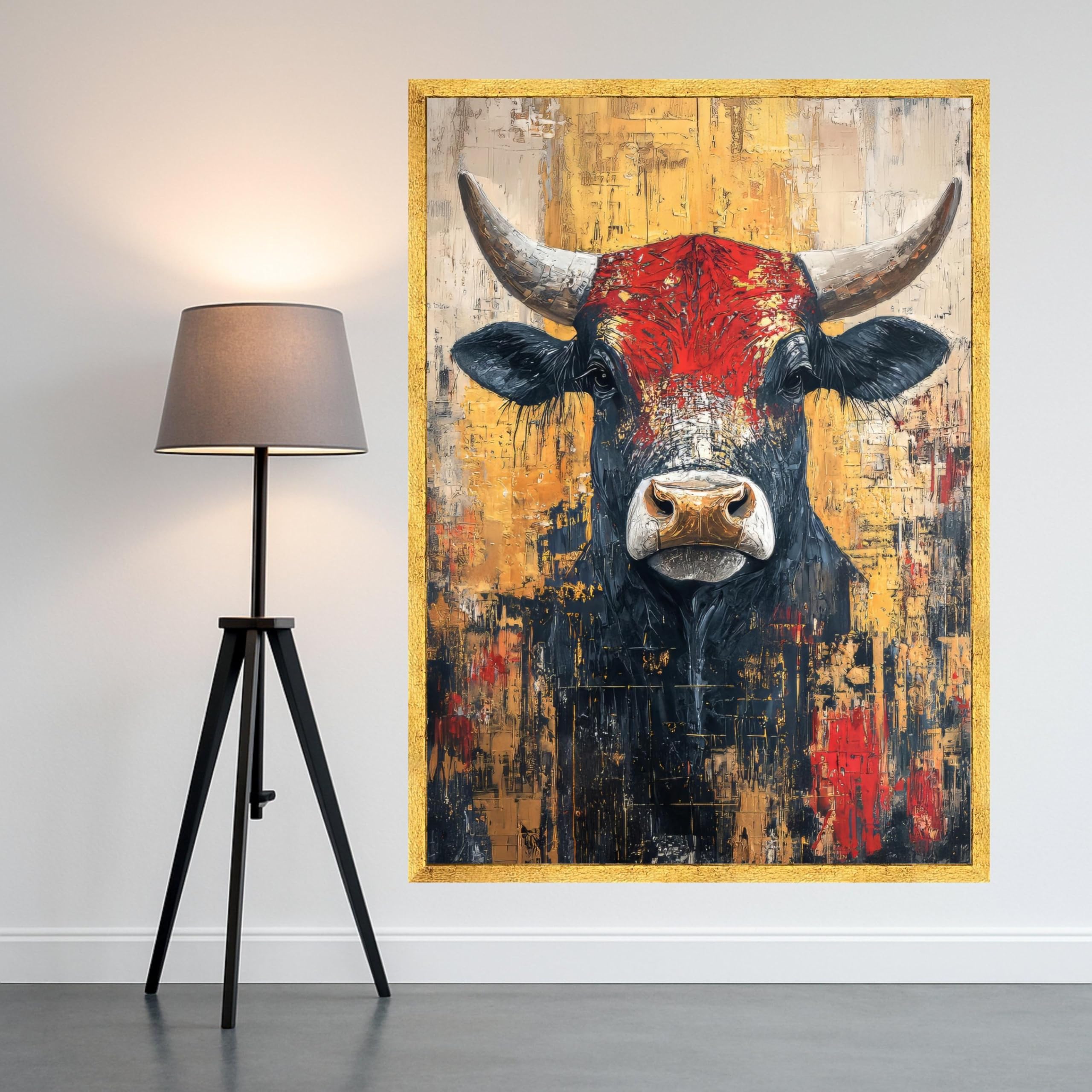 Tableau sur toile taureau avec cadre intérieur en bois - 8