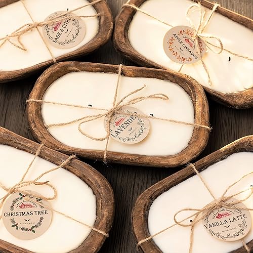 Red Barn Candle Company Velas de tazón de masa de madera, cera de soja 100% natural y aceite esencial, eliminadoras de olores y seguras para