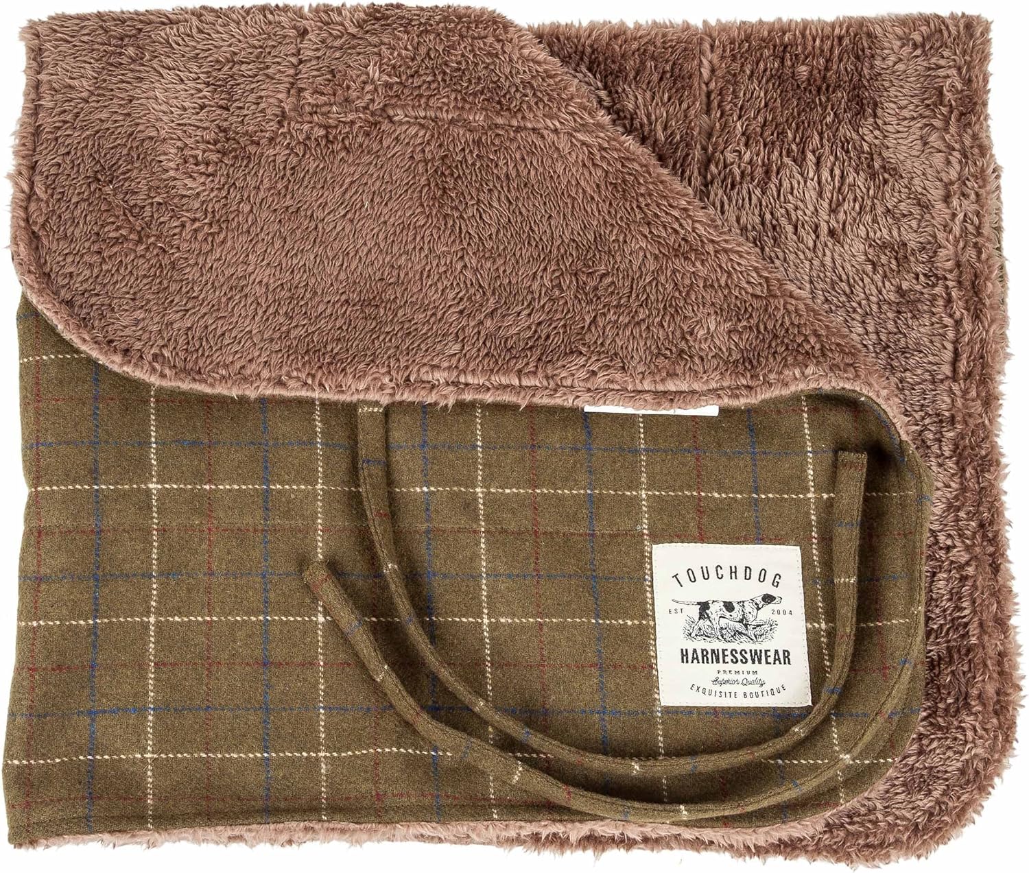 Pet Life ® Touchdog 2-Piece Set Windowpane Plaid Fashion Fall and Winter Dog Jacket - Wool Dog Coat with Matching Reversible Pet Mat