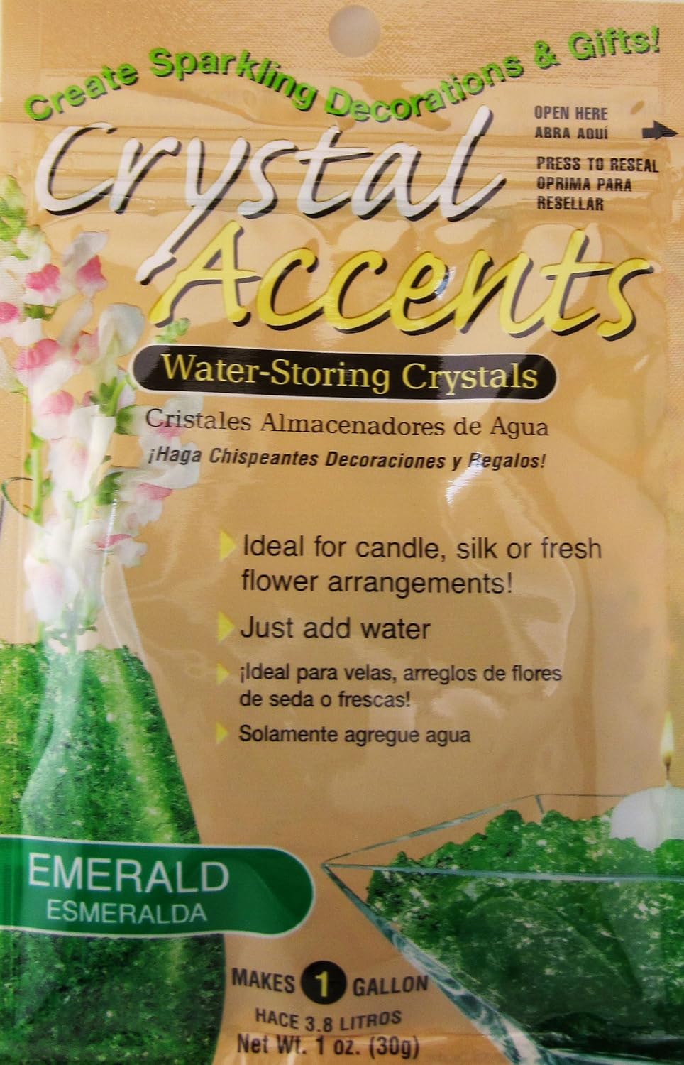 1oz (30g) EMERALD Crystal Accents brand waterstoring