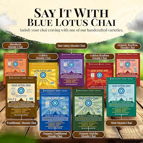 Miniatura 50 de Blue Lotus Chai - Rooibos Masala Chai - Hace 530 tazas - Bolsa a granel de 1 libra Masala Spiced Chai Powder con especias orgánicas - Té indio
