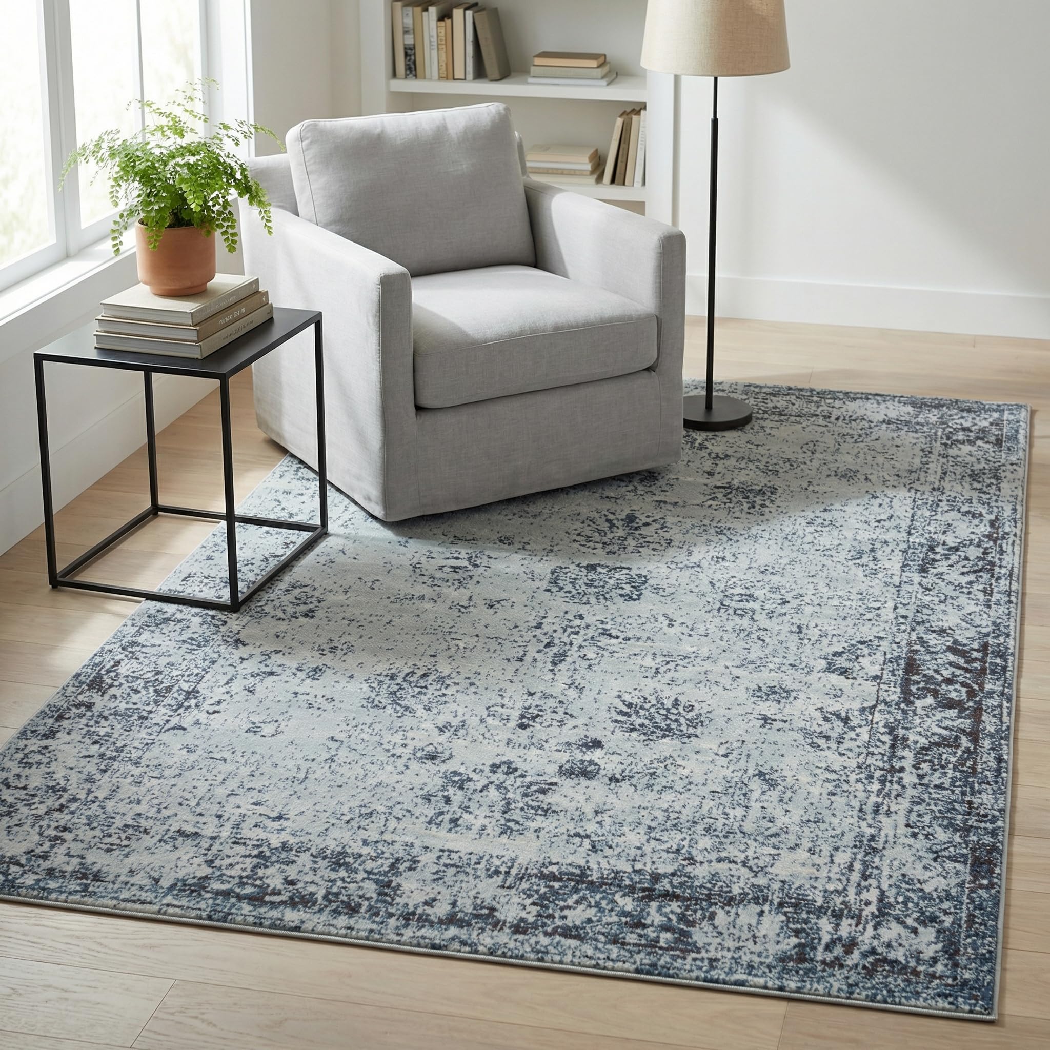 Tapis traditionnel bleu clair 120x170 cm entretien facile Sofia