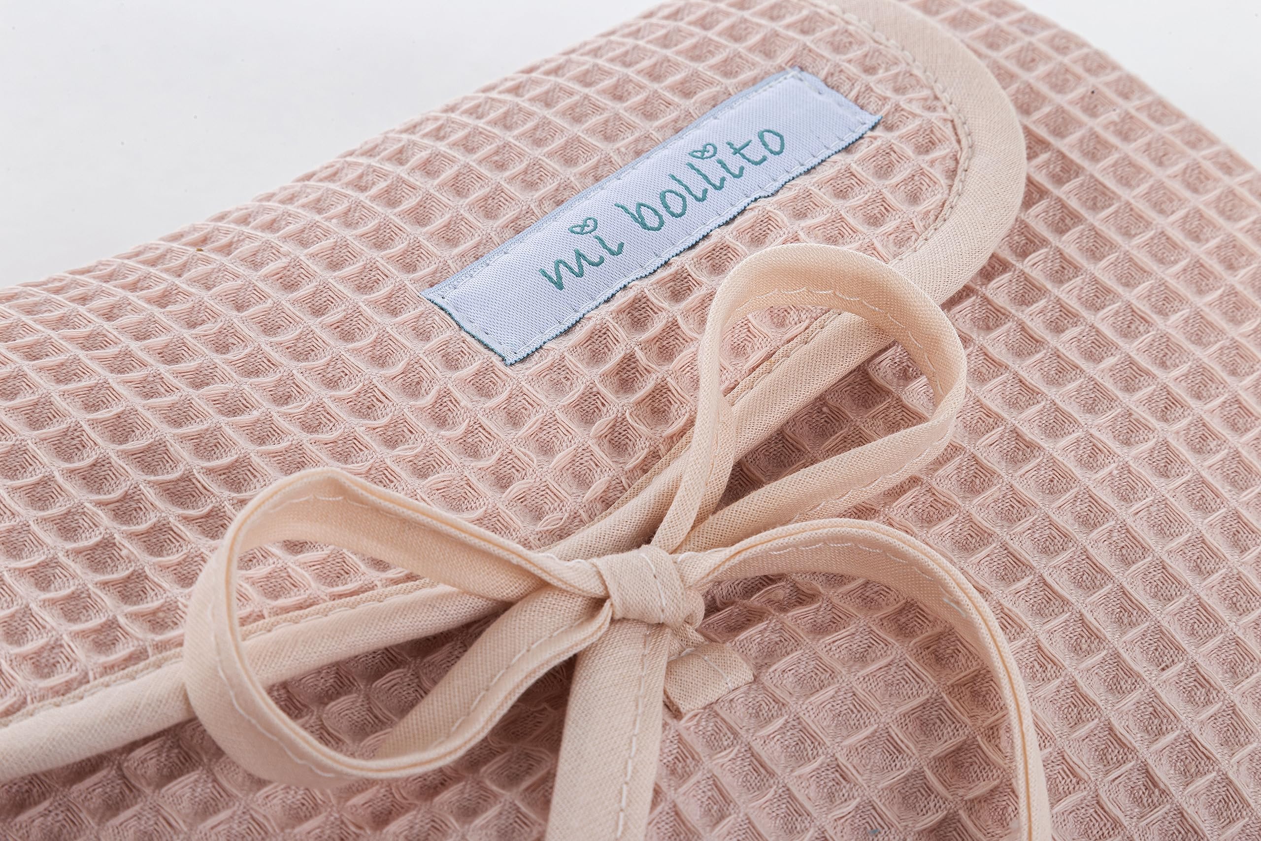 Mi bollito Baby Changing Mat Portable Foldable Waterproof 100% Waffle Cotton Fabric Easy to Store in Maternity Bag Ideal for Newborn Gift (Pastel Pink) - Image 3