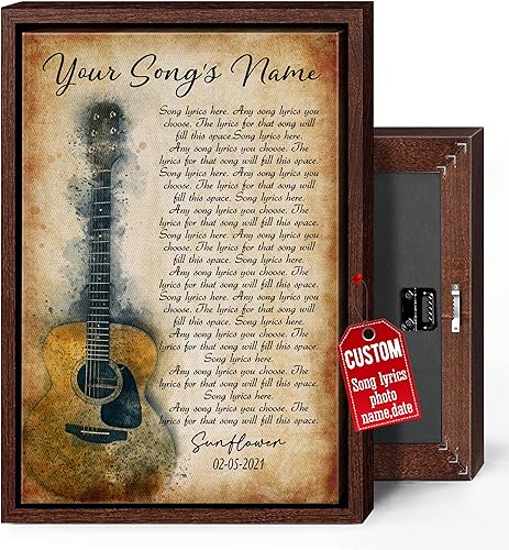 H-DEWALL Lienzo personalizado con marco, letra de canción personalizada regalo para marido, arte de pared vintage, póster musical único, regalo de