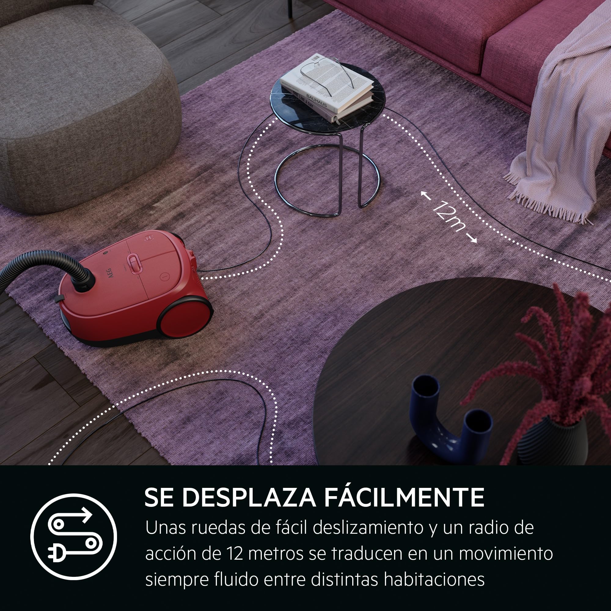 AB61C1OKO Aspiradora Trineo con Bolsa, 850 W de Potencia, 3.5 L de Capacidad, Radio de Acción 12 m, Ruedas XL, Filtro Lavable, Cepillo Parketto, Boquilla 3 en 1, Incluye 1 Bolsa, Modelo ÖKO, Azul