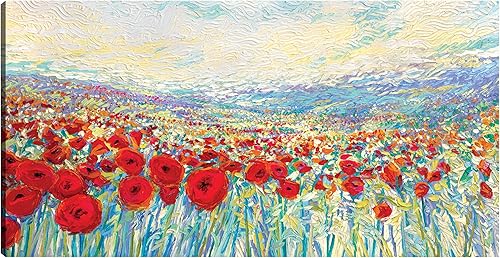 Fine Art Canvas Decoración de pared de lienzo de amapolas de oz por la artista Iris Scott para sala de estar, dormitorio, baño, cocina, oficina,