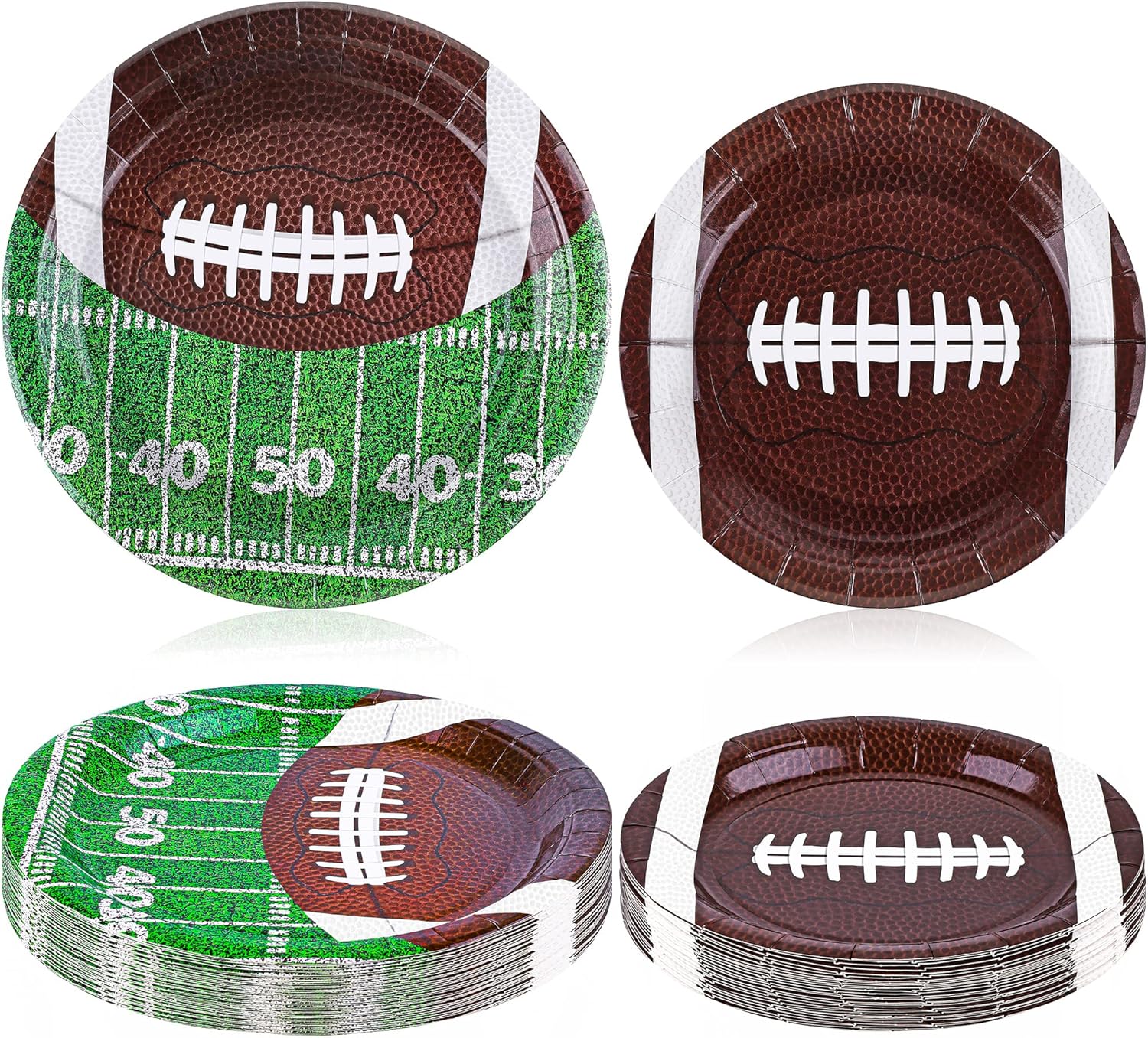 durony 50Pcs Football Party Plates Football Themed Disposable Round Paper Plates for