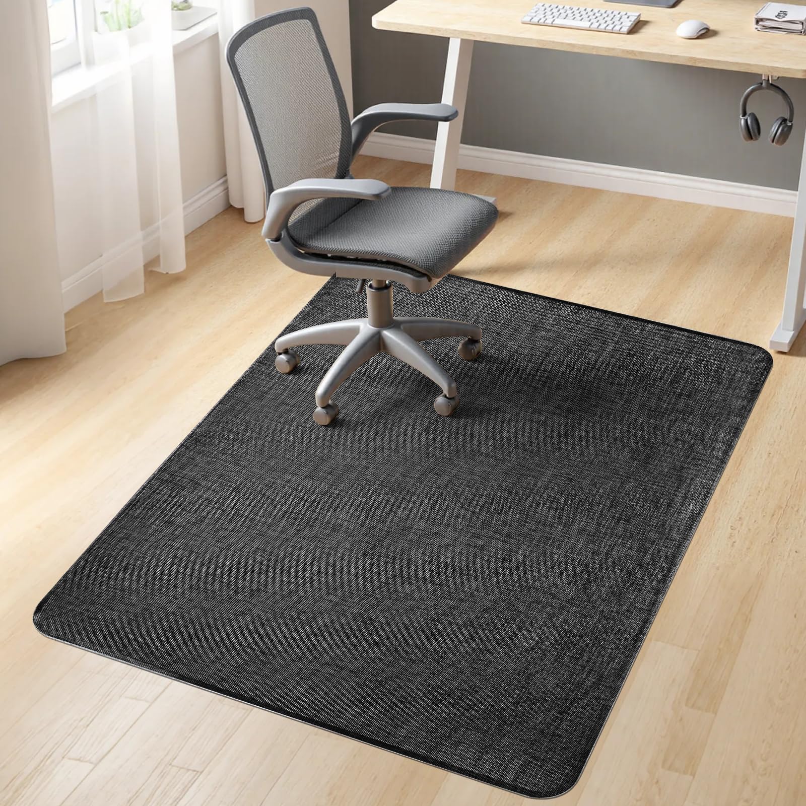 Sycoodeal Office Chair Mat for Hardwood &amp; Tile Floor,Computer Gaming Chair Mat for Rolling Chairs Non-Curve, Anti-Slip, Heavy Duty Floor Protector for Home Office,Dark Black (36" x 55")