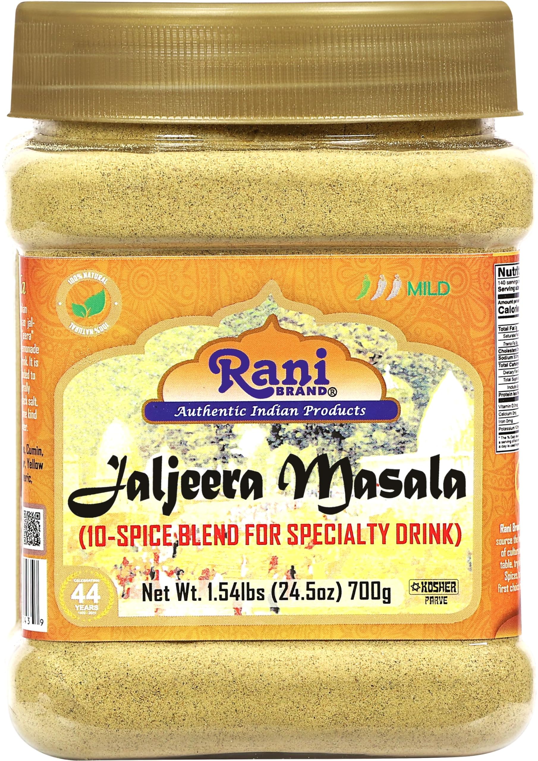 Rani Jal Jeera Masala (14-Spice blend for Spicy Indian Drink) 24.5oz (1.54lbs) 700g PET Jar ~ All Natural | Vegan | No Colors | Gluten Friendly | NON-GMO | Kosher | Indian Origin