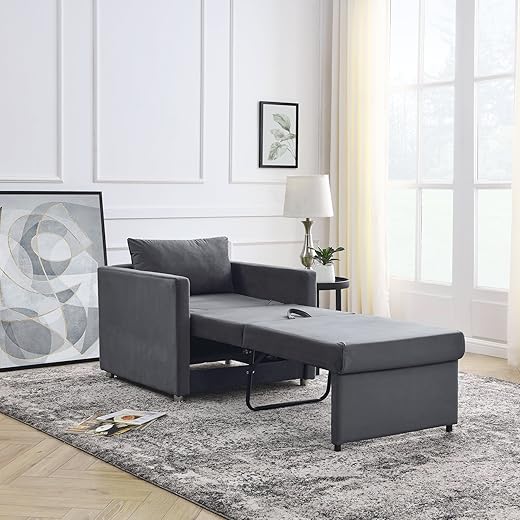 Lifeand Sofa 2-in-1 Convertible Chair Bed, Grey