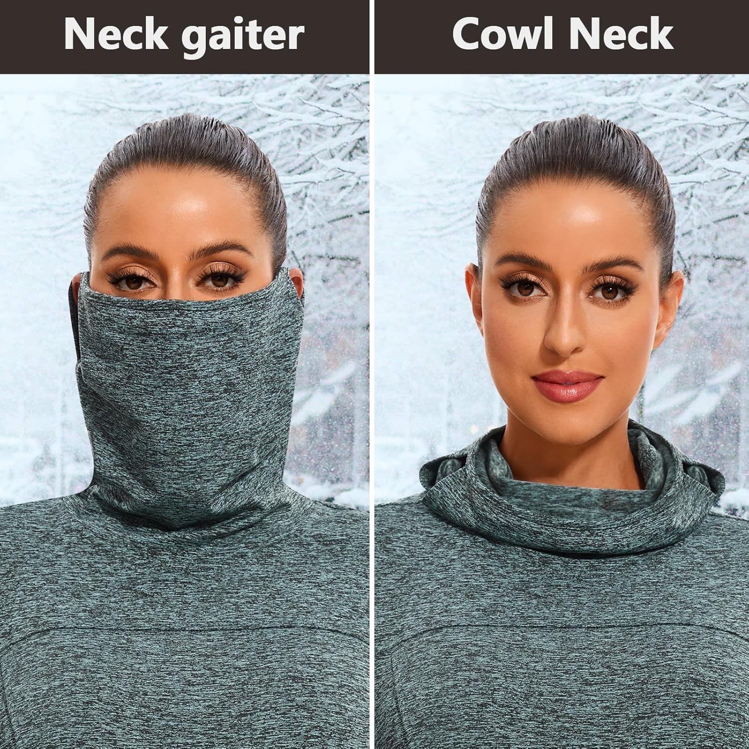 Soneven Women's Fleece Dress Running Thermal Sweatshirts Dresses Winter Skiing Athletic Pullover with Thumb Holes and Pockets - Image 2