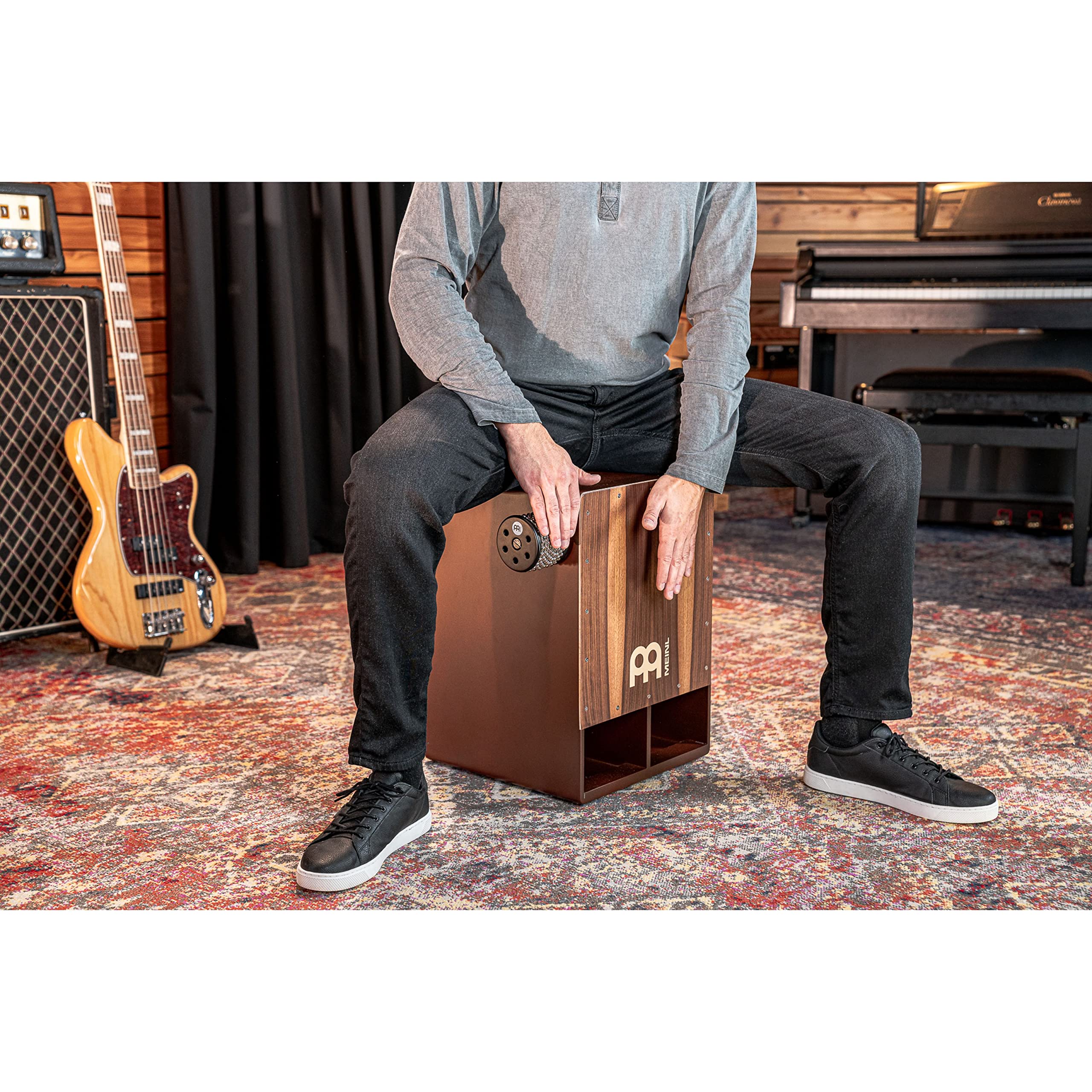 Meinl Percussion Cajon Turbo Cabasa, Pequeño | Cabasa - Cajón con 5 agujeros de sonido con cierre de acero