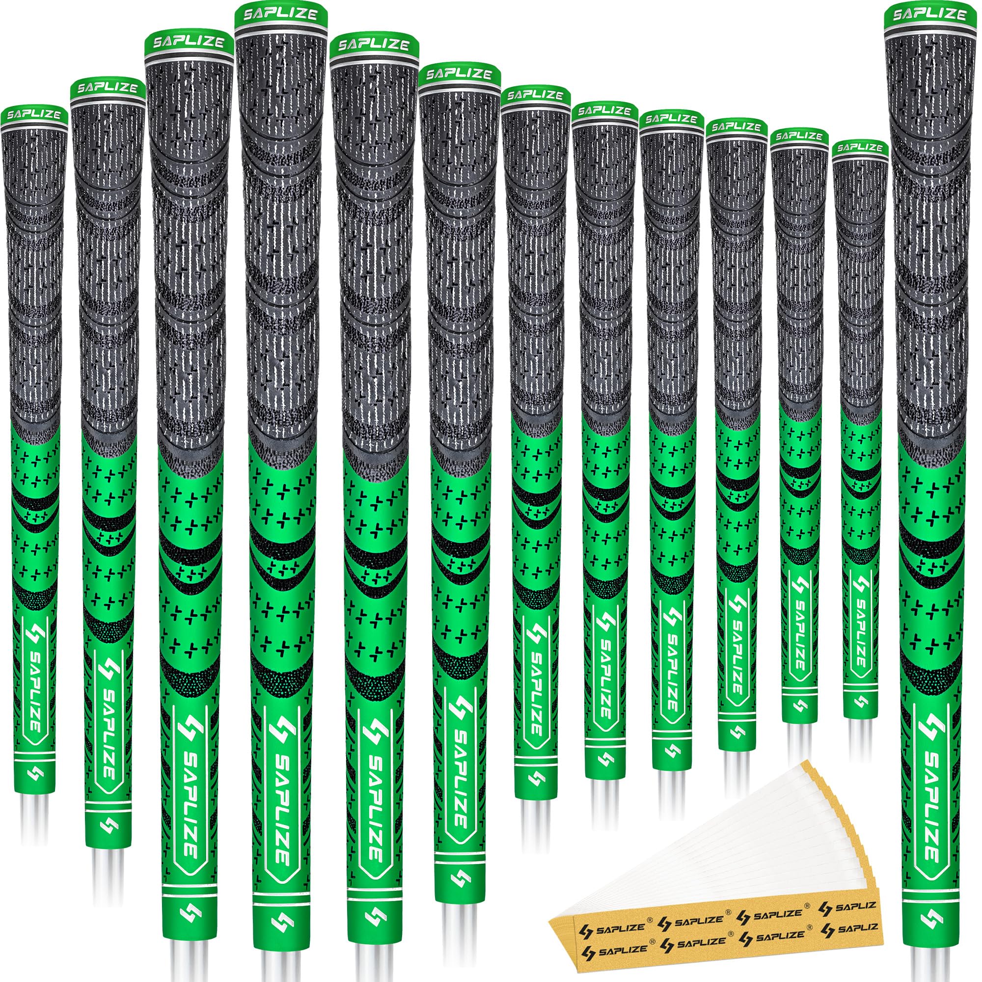 SAPLIZE CL03 Hybrid Golf Grips Confezione da 13 pezzi, opzioni di kit base (13 impugnature) o kit deluxe (13 impugnature con kit solvente), 6 colori, standard/medie dimensioni, impugnature per mazze