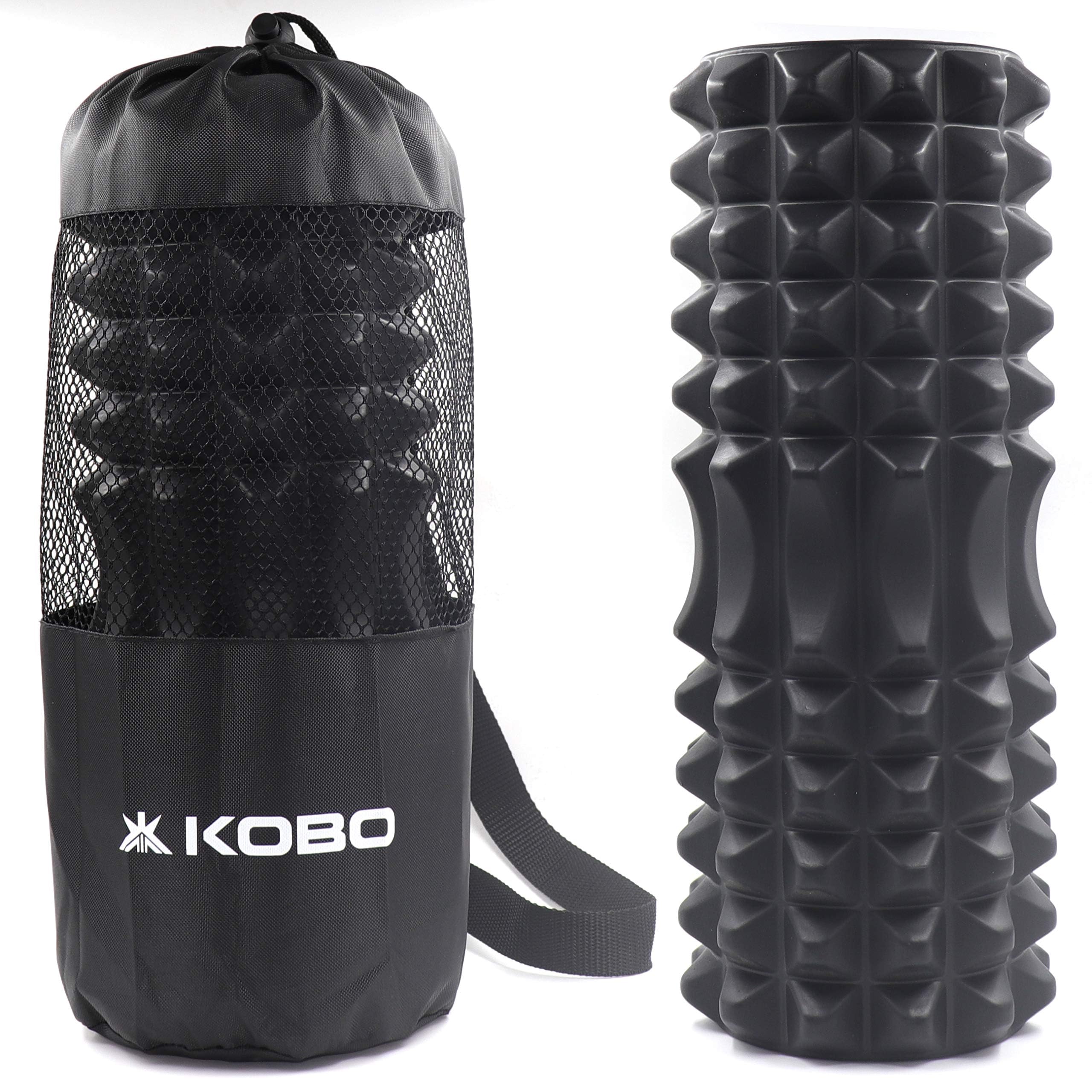 Kobo AC-94 High-Density 13 Inch Long Deep Tissue Roller/Textured Round Foam Rollers - for Back, Physical Therapy, Exercises, Deep Tissue Muscle Massage, 13 Inches (Black), with Travel Carry Bag-image-7