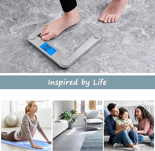 Miniatura 5 de Vitafit Báscula digital de baño con peso corporal centrada en la tecnología de alta precisión para pesar más de 20 años LCD retroiluminado azul