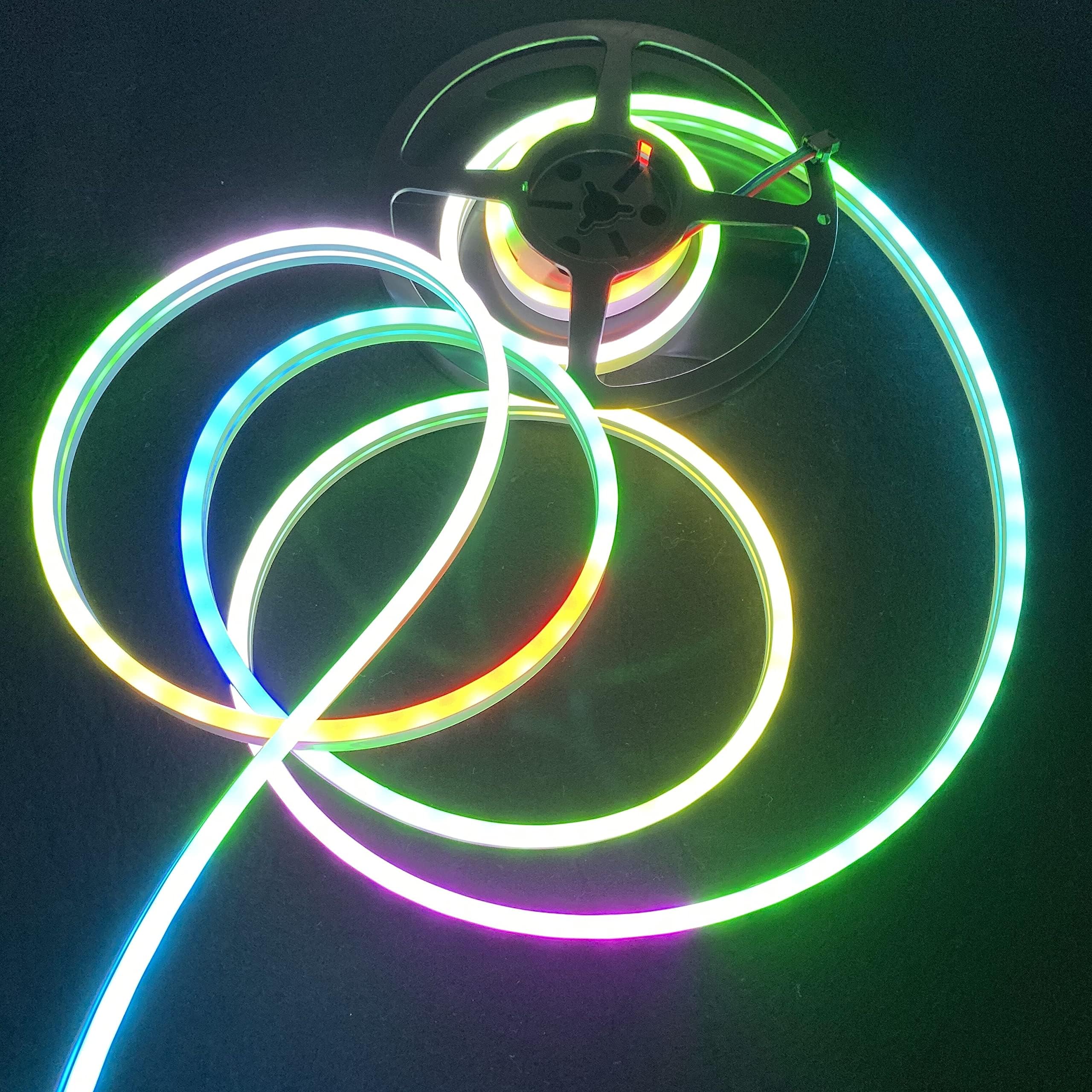 Size:06mm*13mm/3m/4m/roll neon addressable 90LEDs/m DC5V SK6812-MINI led Pixel Strip,Waterproof in Frosted Silicon neon Tube(5V 90PIXELS PER M_4 M_Side EMITING)