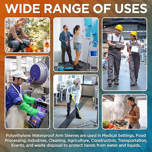Miniatura 6 de EZGOODZ Fundas desechables transparentes para brazos, 18 pulgadas. Paquete de 100 fundas impermeables para brazo con muñecas elásticas. Mangas