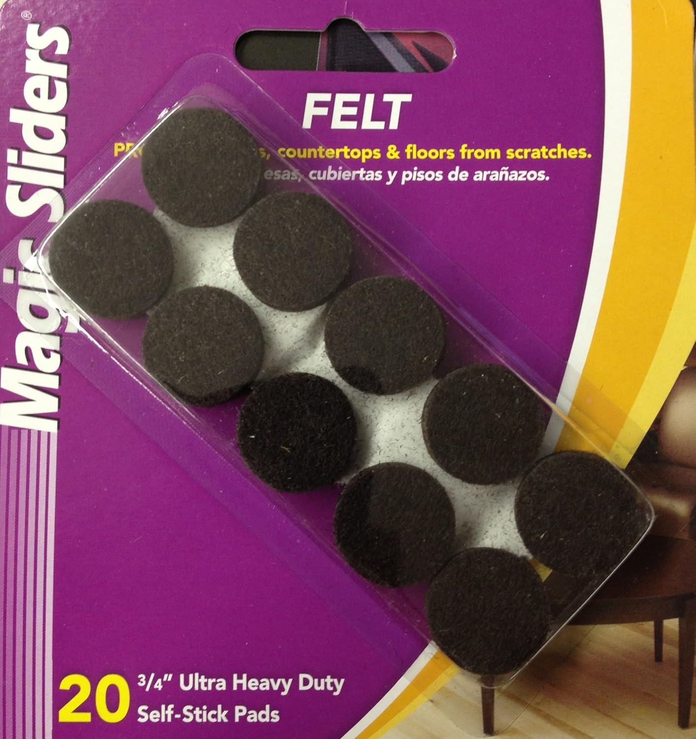 MAGIC SLIDERS L P 20PK 3/4 BRN Felt Pad