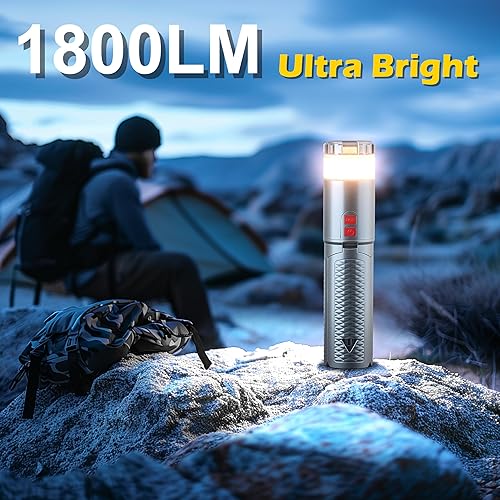 Miniatura 5 de Favourlite Linterna de campamento, linterna telescópica recargable con 15 temperaturas de color, 10000 mAh, artículos esenciales de campamento con