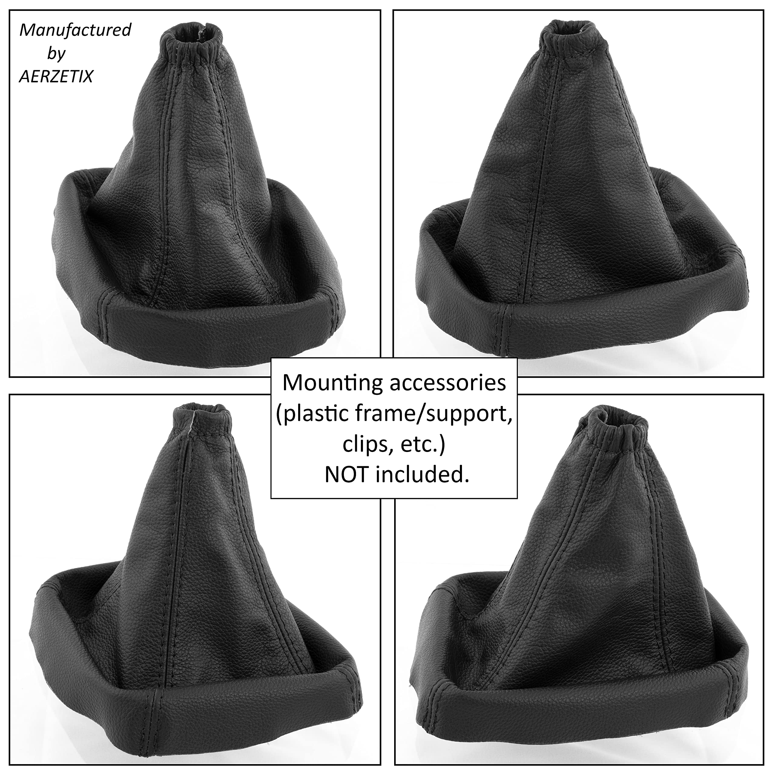 AERZETIX - C60298 - Soufflet de levier de vitesse en cuir véritable - compatible avec Kia Sorento 2002-2006 - couleur : noir avec surpiqûres noires - pour boîte de vitesse manuelle