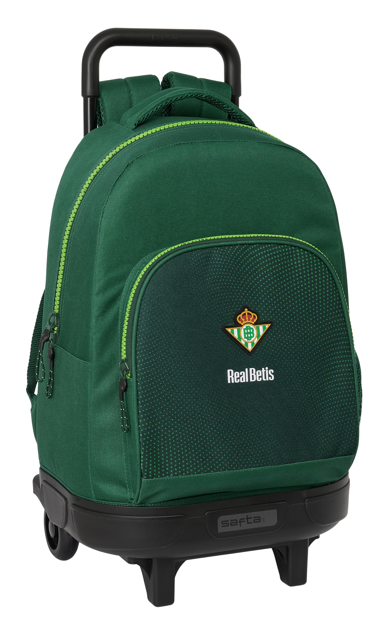 Safta Real Betis BALOMPIÉ - Mochila Grande con Ruedas, Compacta, Extraíble, Ideal para Niños de Diferentes Edades, Cómoda y Versátil, Calidad y Resistencia, 33x22x45 cm, Color Verde