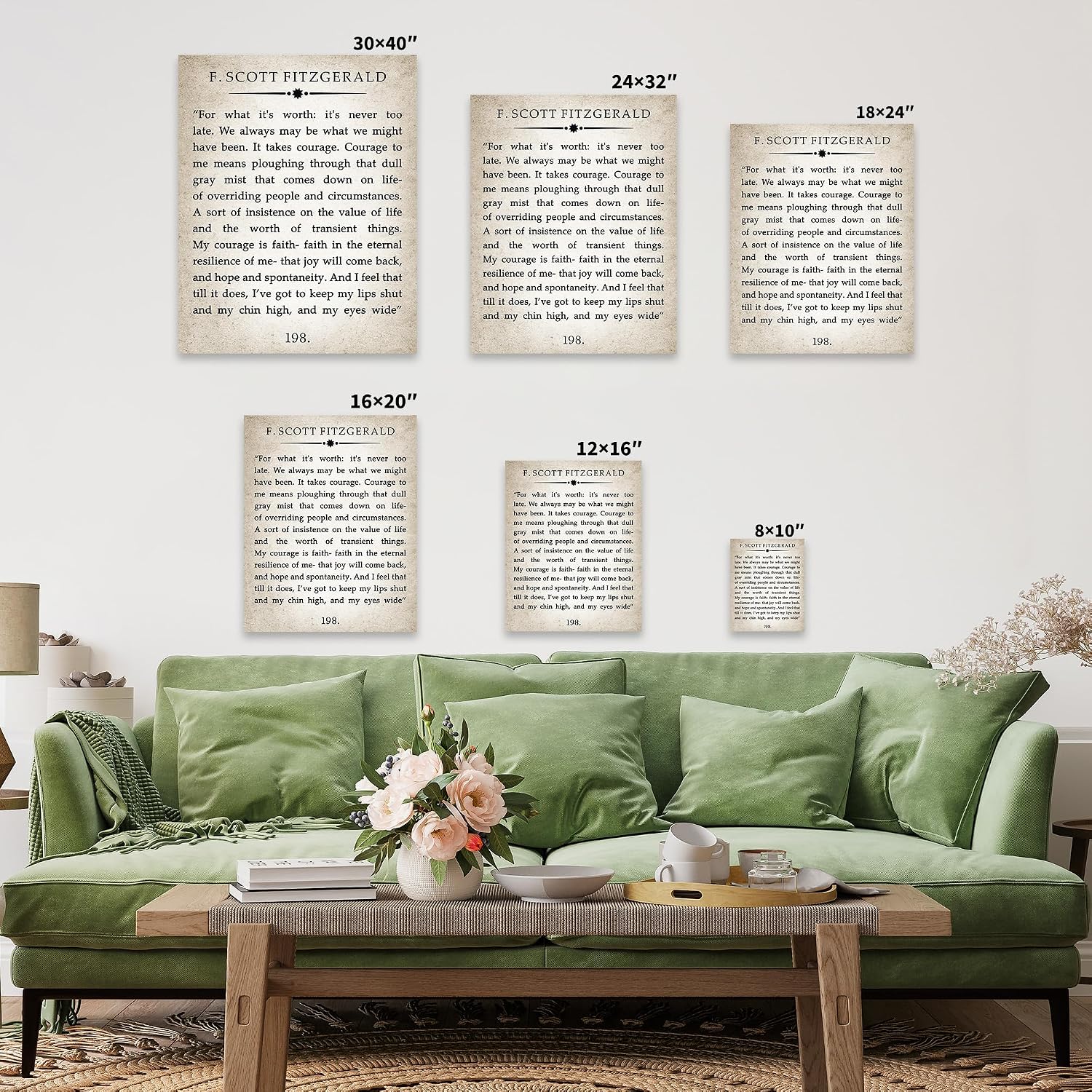 Poster Master F Scott Fitzgerald Canvas - Great Gatsby Print - For What It's Worth Art - Literary Quote Art - Gift for Him, Her - Motivational Decor for Living Room, Bedroom - 8x10 STRETCHED Canvas