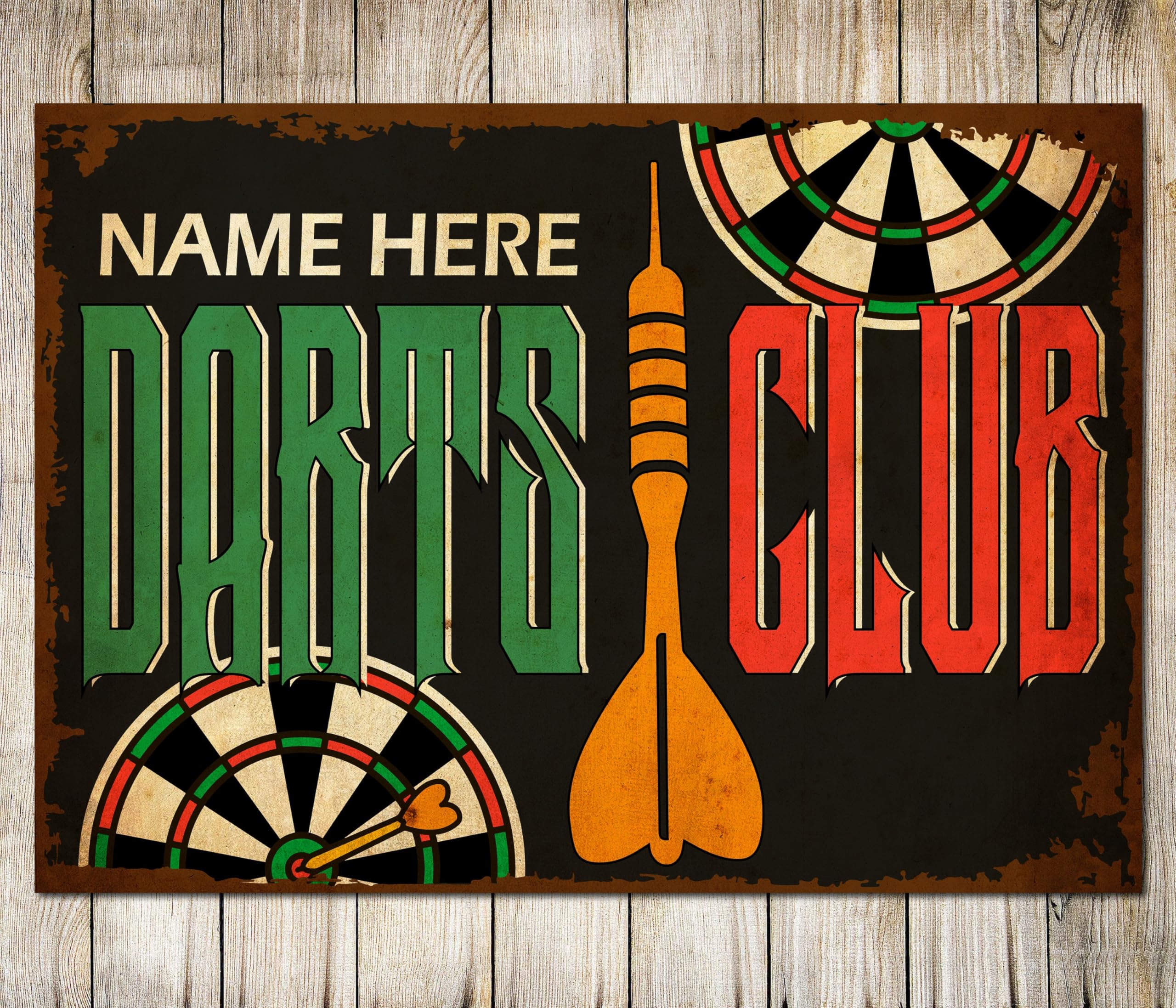 My Pixel Print Metal Personalised Darts Club Sign Man Cave Pub Signage Custom Plaque Sign Gift