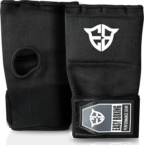 Inner Gel Gloves, Hook and Loop Closure, Breathable Wrist Wraps for Boxing and MMA Training, Black, 75cm