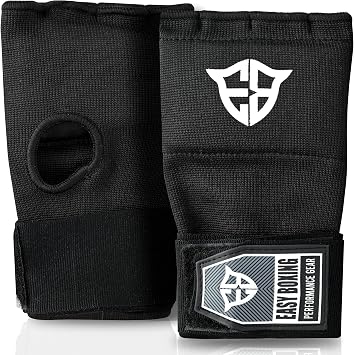 Inner Gel Gloves, Hook and Loop Closure, Breathable Wrist Wraps for Boxing and MMA Training, Black, 75cm