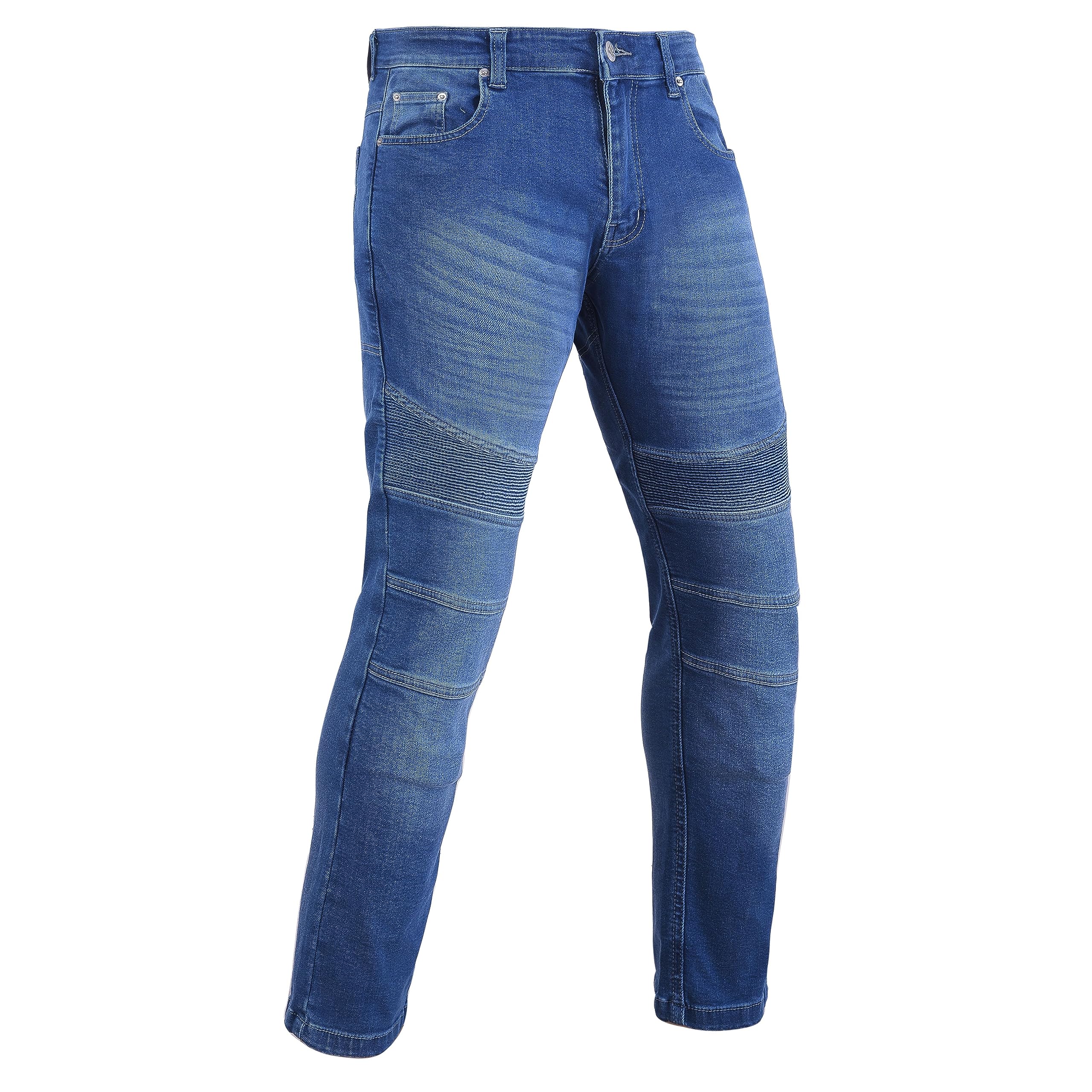 Jean de moto en aramide pour homme Coupe ajustée Protection CE Pantalon en denim stretch Doublure en fibre