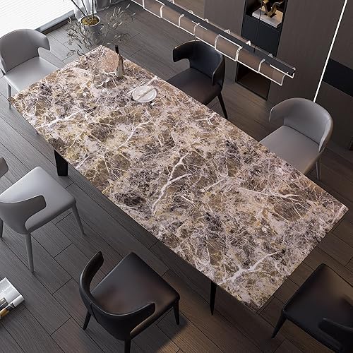 Miniatura 6 de BAYYA Papel tapiz extra ancho de granito de mármol para despegar y pegar, grueso, impermeable, autoadhesivo, 31.5 x 157 pulgadas, papel de contacto