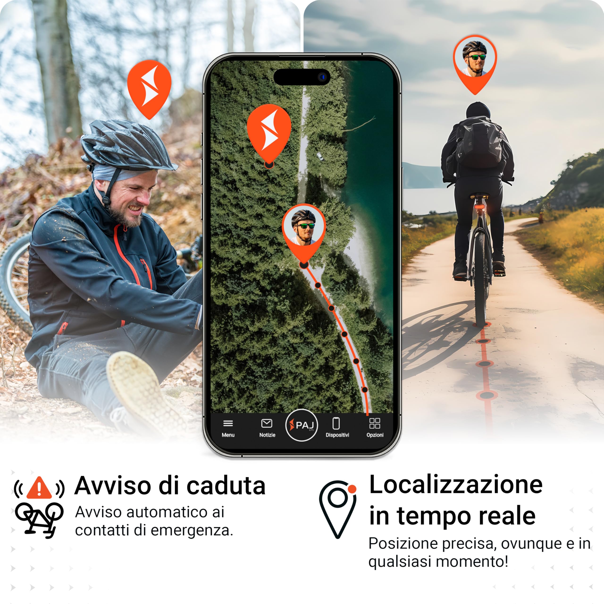 PAJ Tracker Fanale Posteriore 4G – Localizzatore GPS Bici, 3 Mesi Abbonamento Premium Inclusi, Tracking Tempo Reale, Allarme Caduta, Storico Percorsi, Geofence – Impermeabile, Fino A 20gg di Batteria