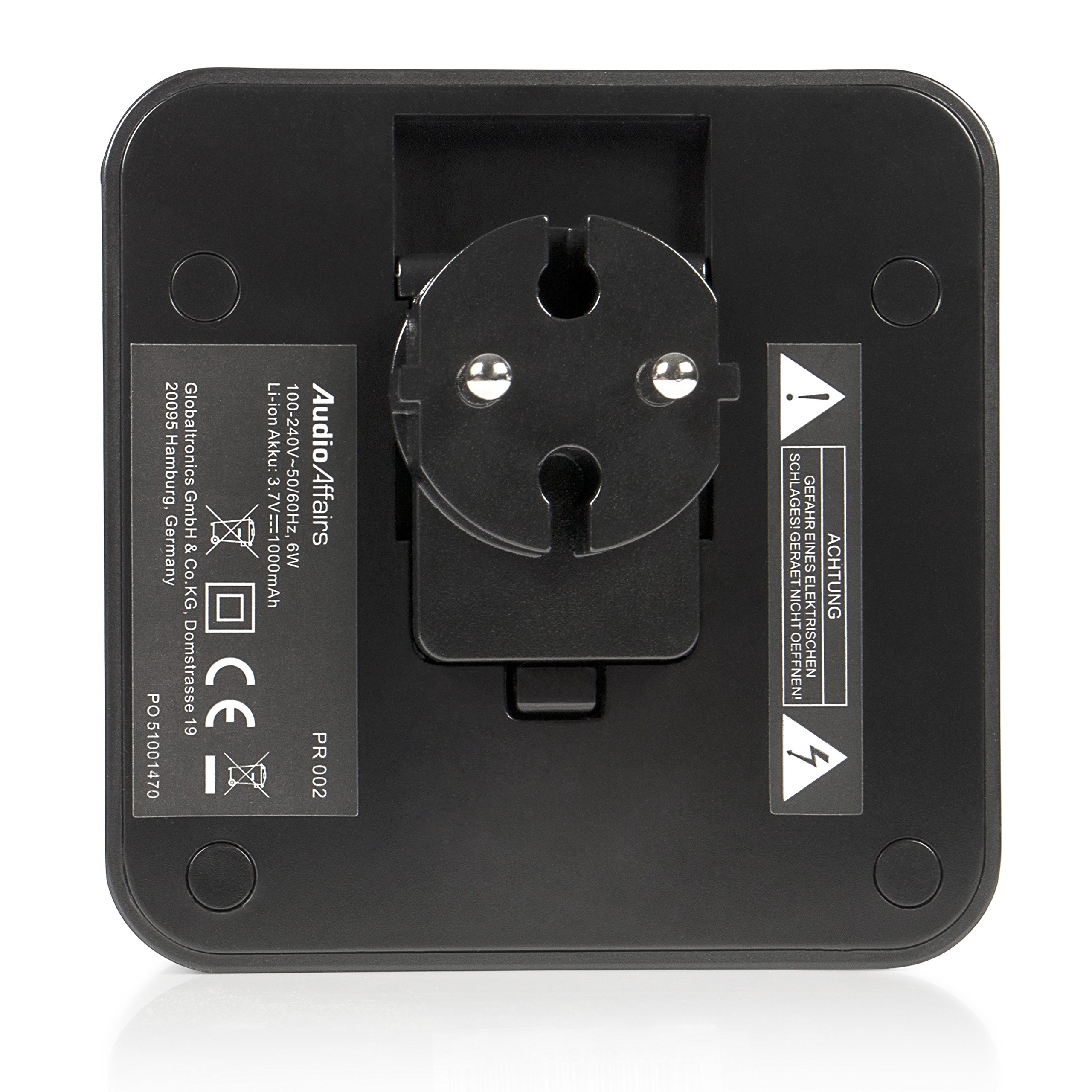 AudioAffairs Enchufe Radio Nuevo diseño | Plug en la Cocina Radio o como Altavoz Bluetooth | batería integrada y AUX en Conector | Manos Libres y FM PLL sintonizador