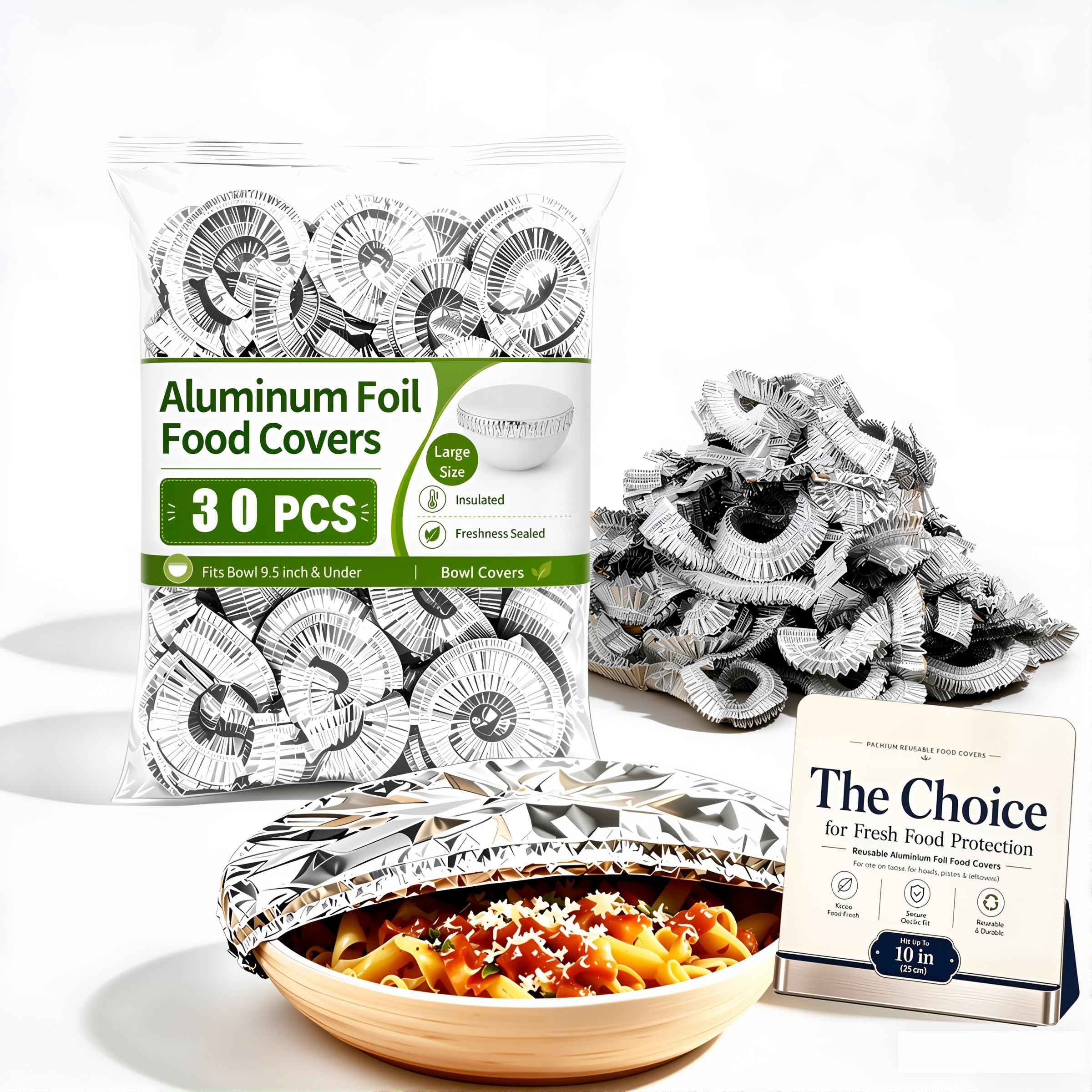 Reusable Aluminum Foil Bowl Covers 30 Pack 6"-11" Elastic Food Storage