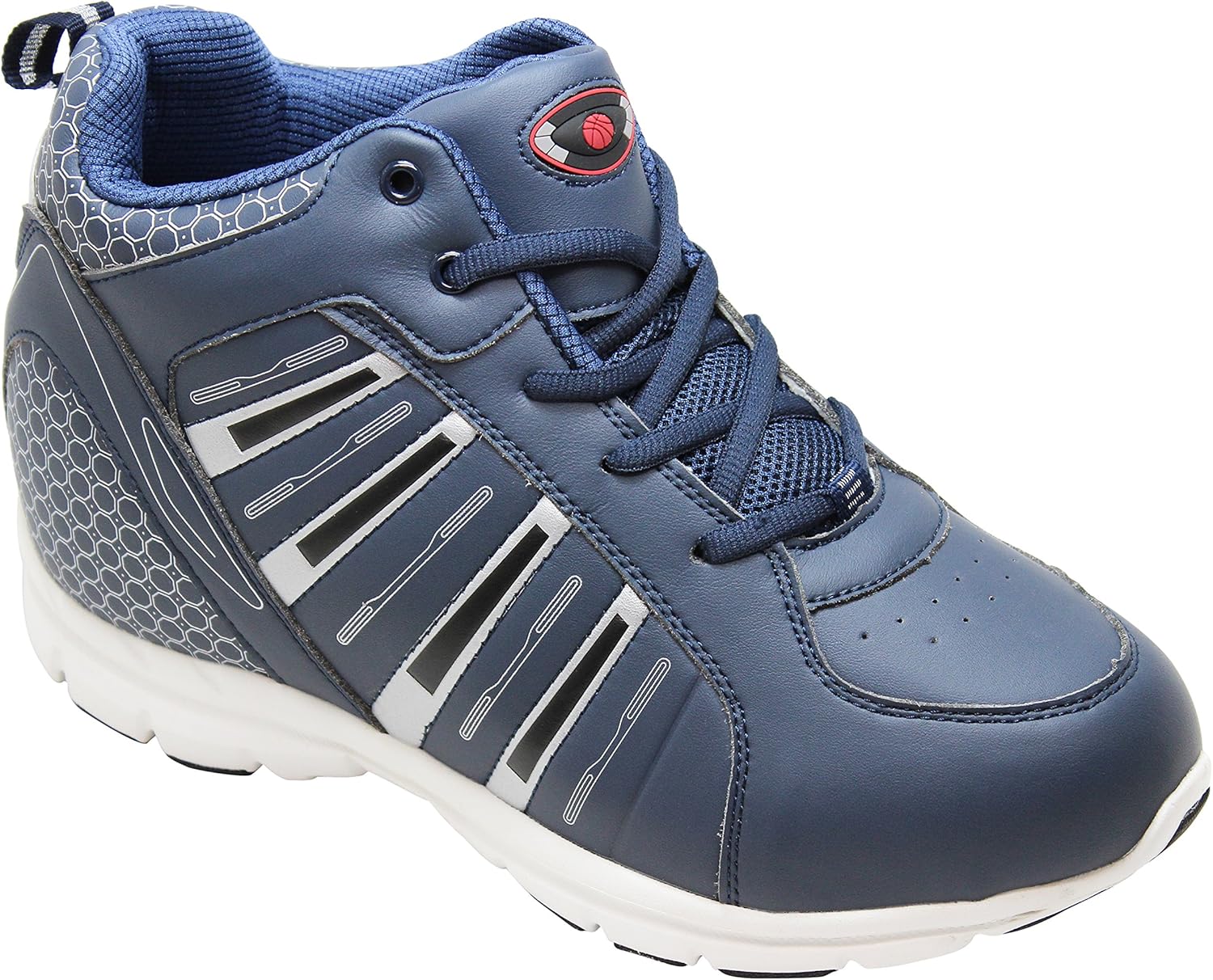 Calden Men's Invisible Height Increasing Elevator Shoes - Blue Leather Lace-up Lightweight Sport Sneakers - 4 Inches Taller - K3333 - Size 6 D(M) US