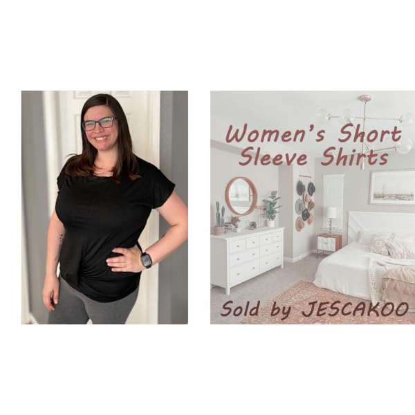 Jescakoo-Womens-Short-Sleeve-Round-Neck-T-Shirt-Front-Twist-Tunic-Tops-Casual-Loose-Fitted Juniors Cute Summer Tops with Twist Solid Trendy Tunic Tops Blouse White M