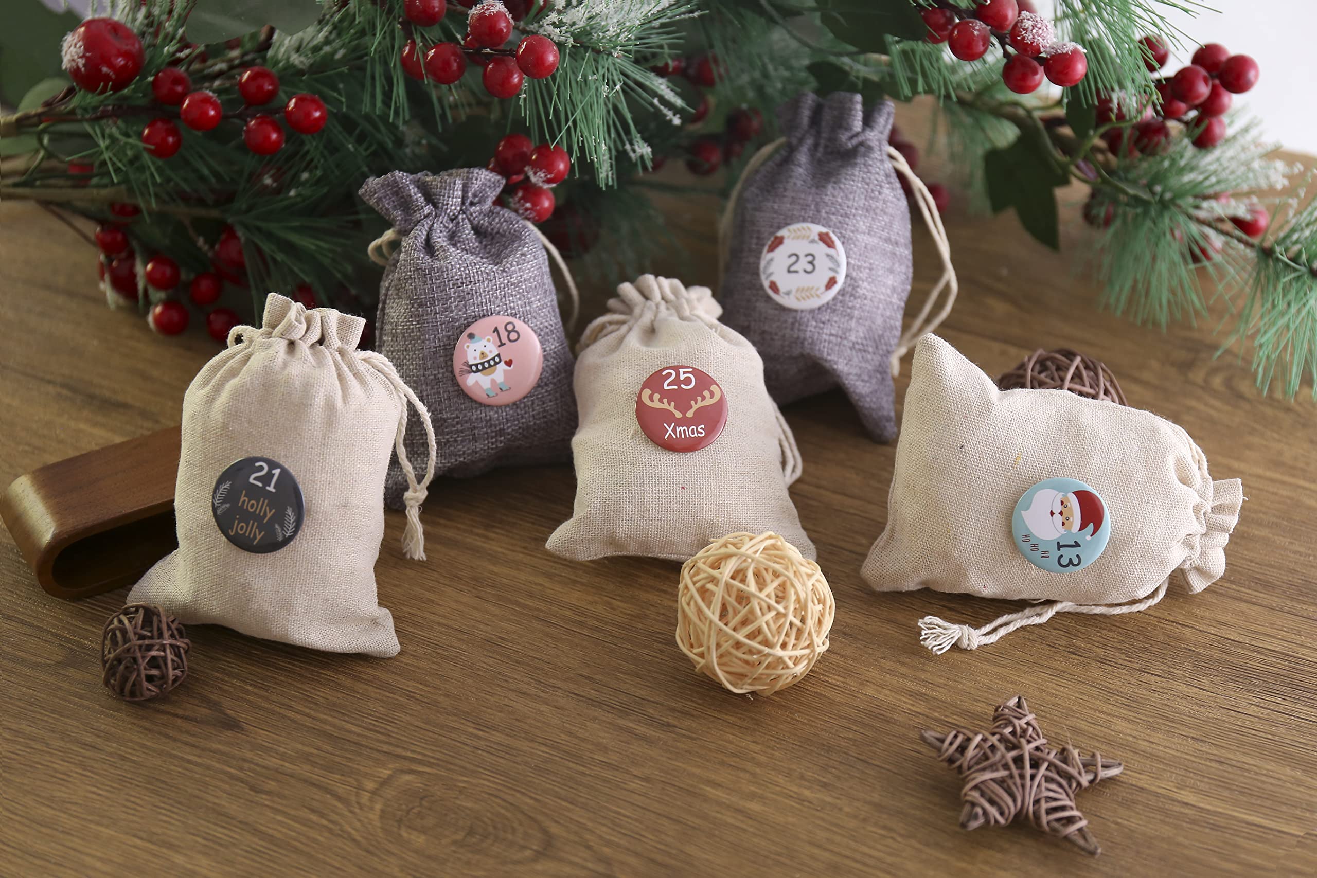 Spille Per Calendario Dell'Avvento Con Numeri 1-25 - Decorazione Vintage Per Sacchetti E Sacchetti - Foto 4