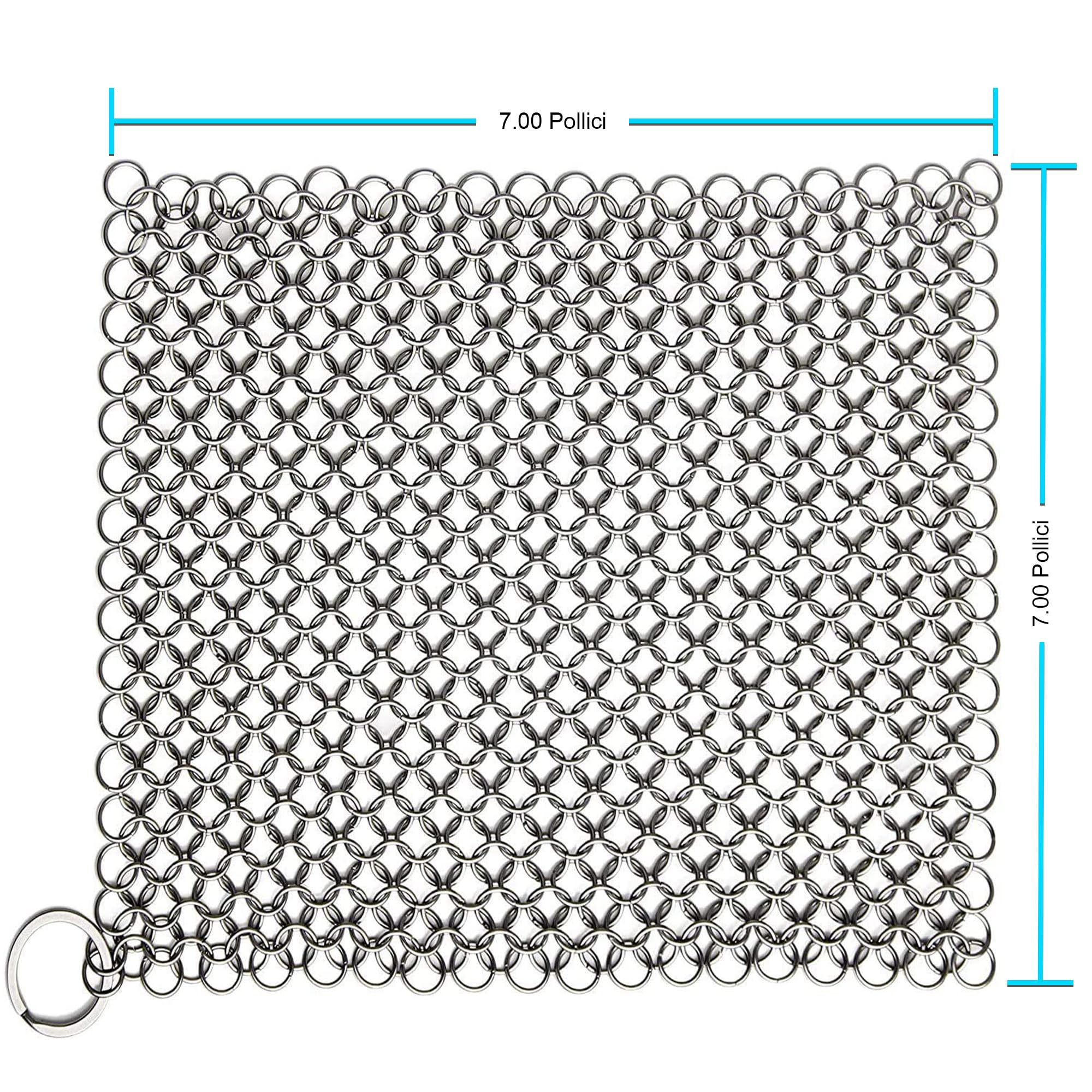 Candure Detergente per Ghisa Scrubber per Cotta di Maglia Acciaio Inox 7 x 7 Pollici, per Tutti i Tipi di Griglie, padelle in ghisa, Griglie e forni Olandesi