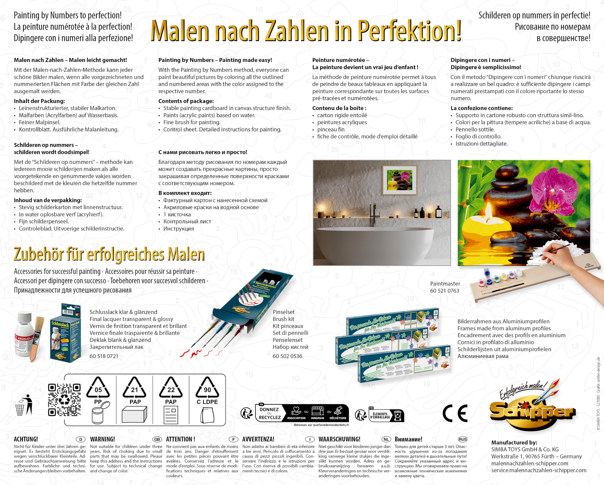 Schipper 609240918 Malowanie według numerów – relaks – malowanie obrazów dla dorosłych, łącznie z pędzlem i farbami akrylowymi, 24 x 30 cm