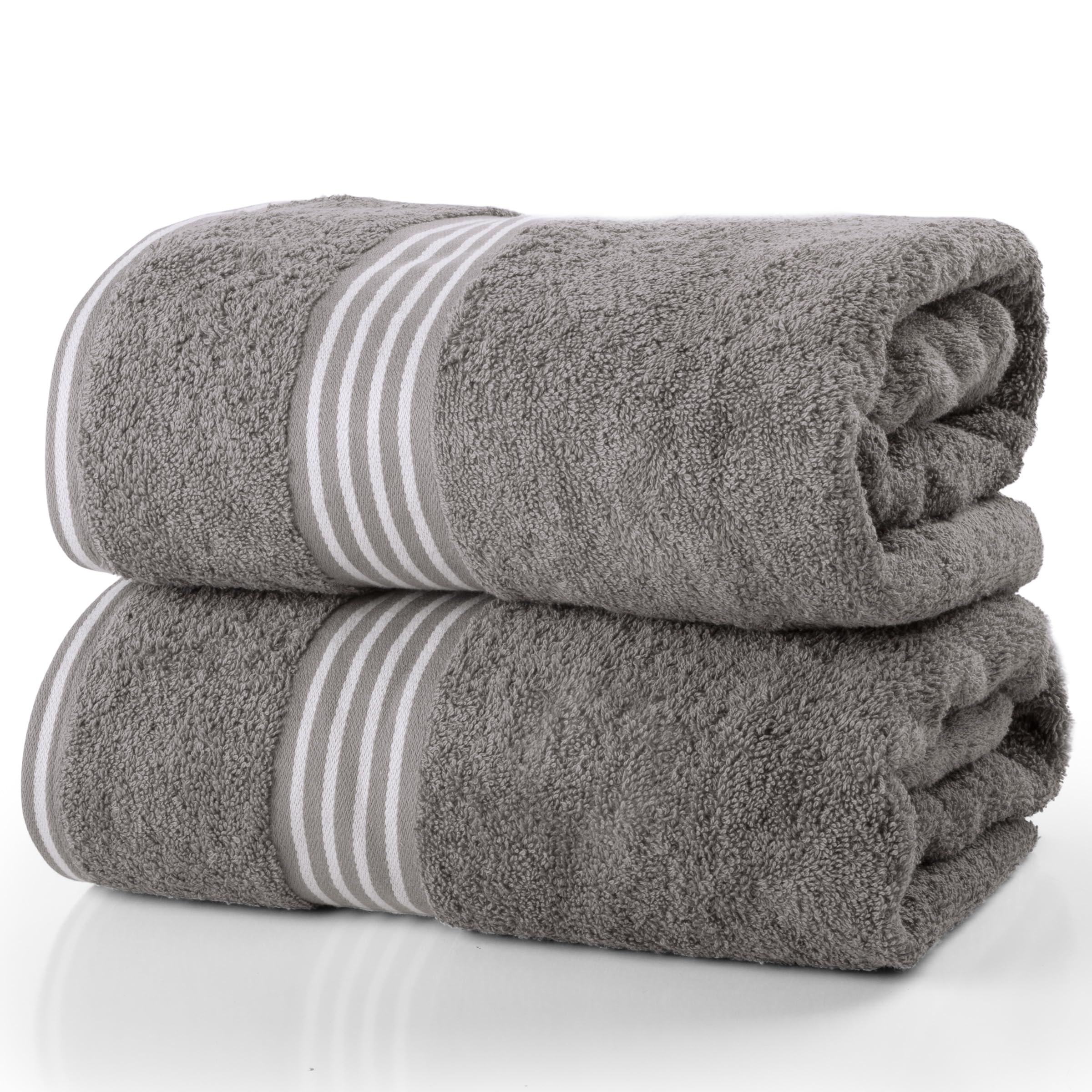 Lavish Home Asciugamani da bagno, set di 2 asciugamani in 100% cotone da 500 g/m², 89 x 177,8 cm, extra large, ad asciugatura rapida, teli da bagno assorbenti per il bagno (grigio chiaro)