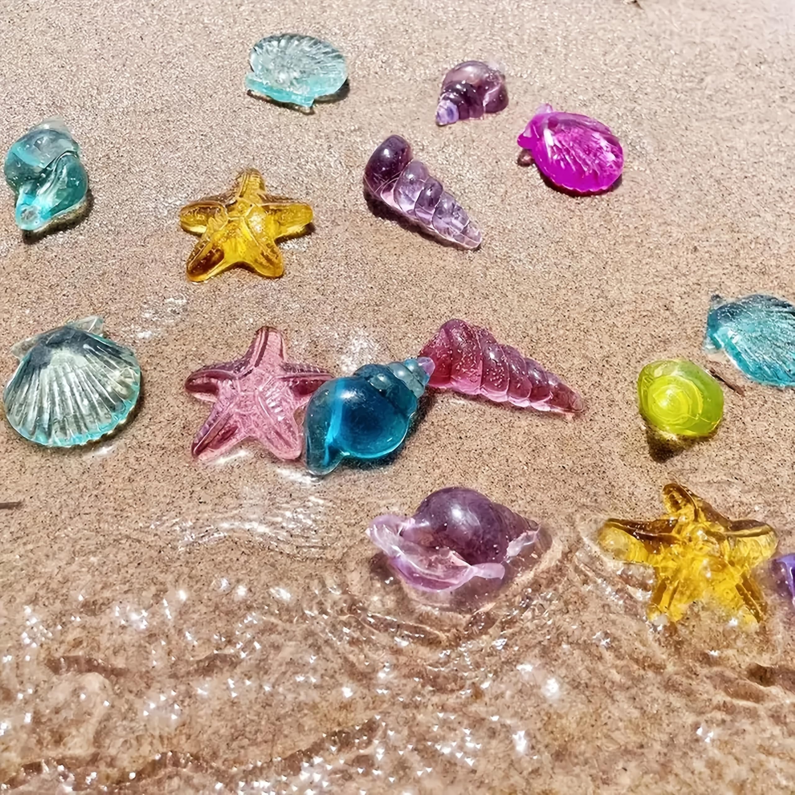 60 conchas decorativas artificiales coloridas, creativas y transparentes para acuarios y peceras, conchas, estrellas de mar, playa, piscina, decoración de eventos de fiesta, bricolaje, — view 4