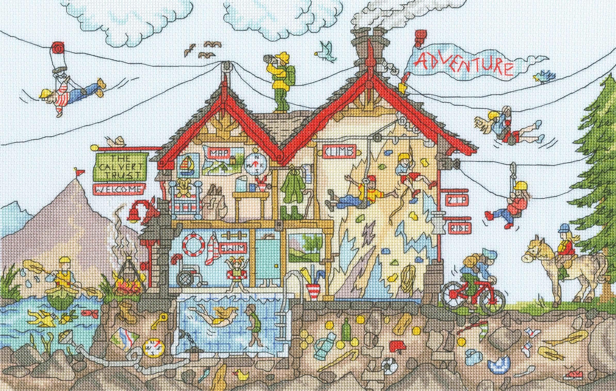 Bothy Threads Counted Cross Stitch Kit - Cut Thru' Adventure Holiday