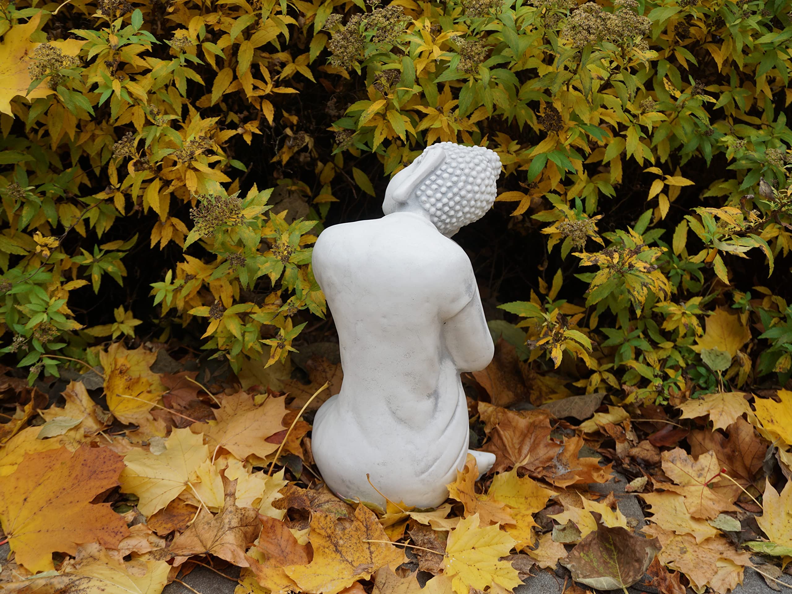 gartendekoparadies.de Statua di pietra del Buddha, altezza 38 cm, 13 kg, grigio resistente al gelo in pietra gres per esterni