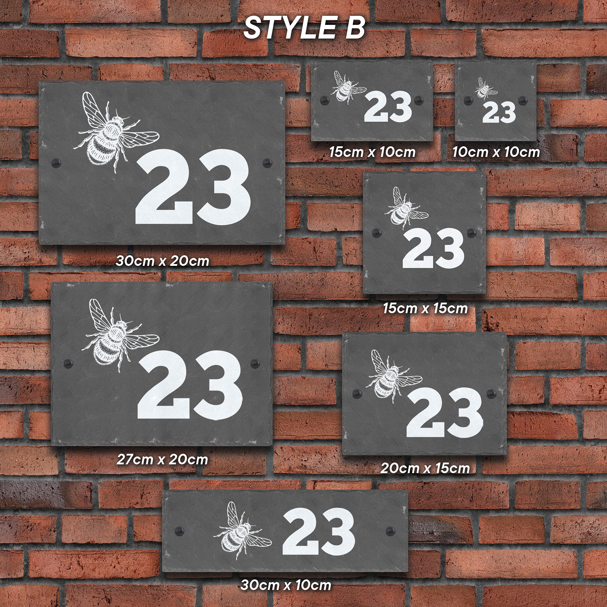 Rustic Door Number & Gate Sign Plaque, Stone Home Number + Name Sign, Personalised Bespoke Slate Name Door Plate (Style B)