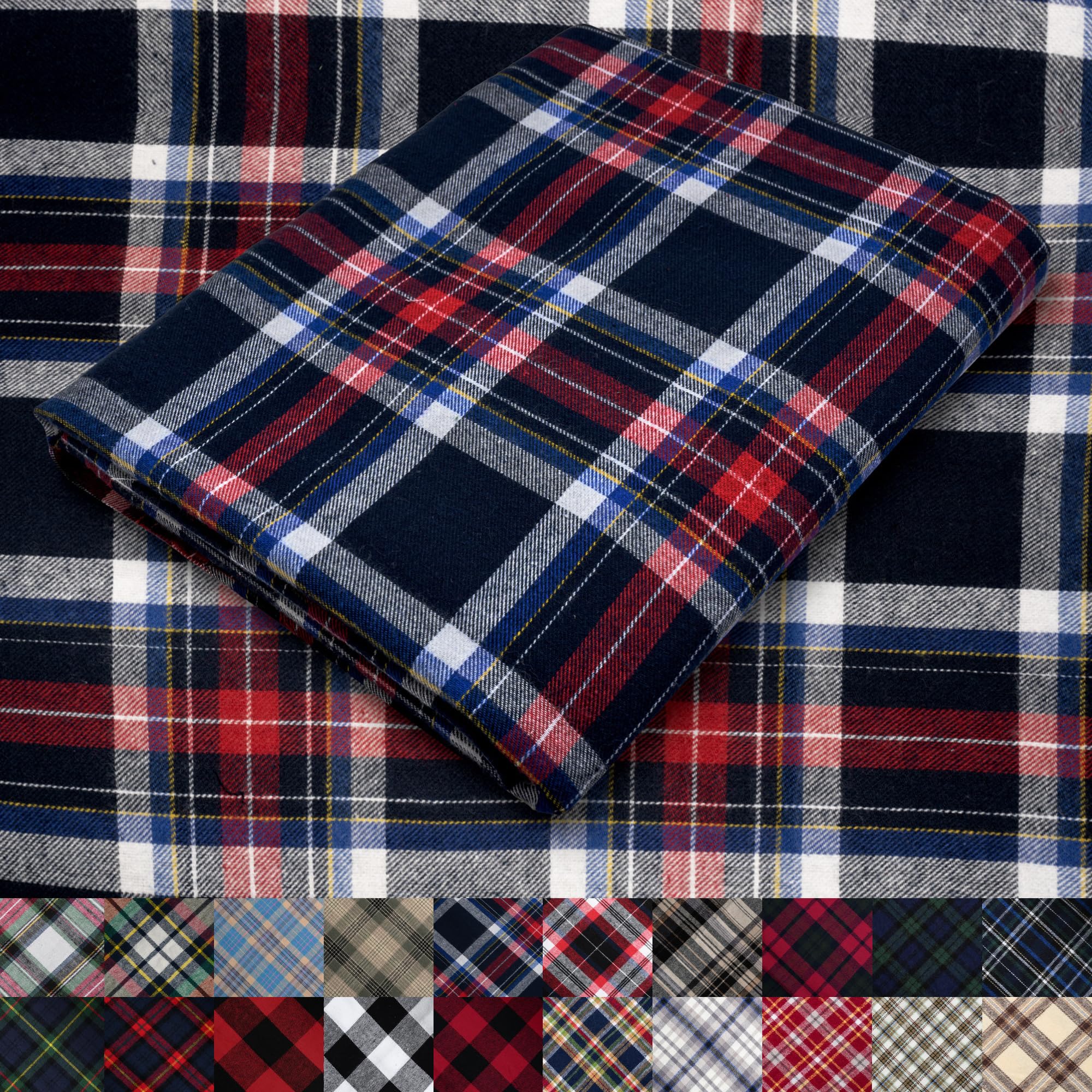 Pico Textiles 1 Yard Blue and Green Blackwatch Tartan Plaid Flannel Fabric - 60" Wide - 100% Cotton - Sold by The Yard - for Shirts, Scarves, Pajamas & Receiving Blankets — view 34