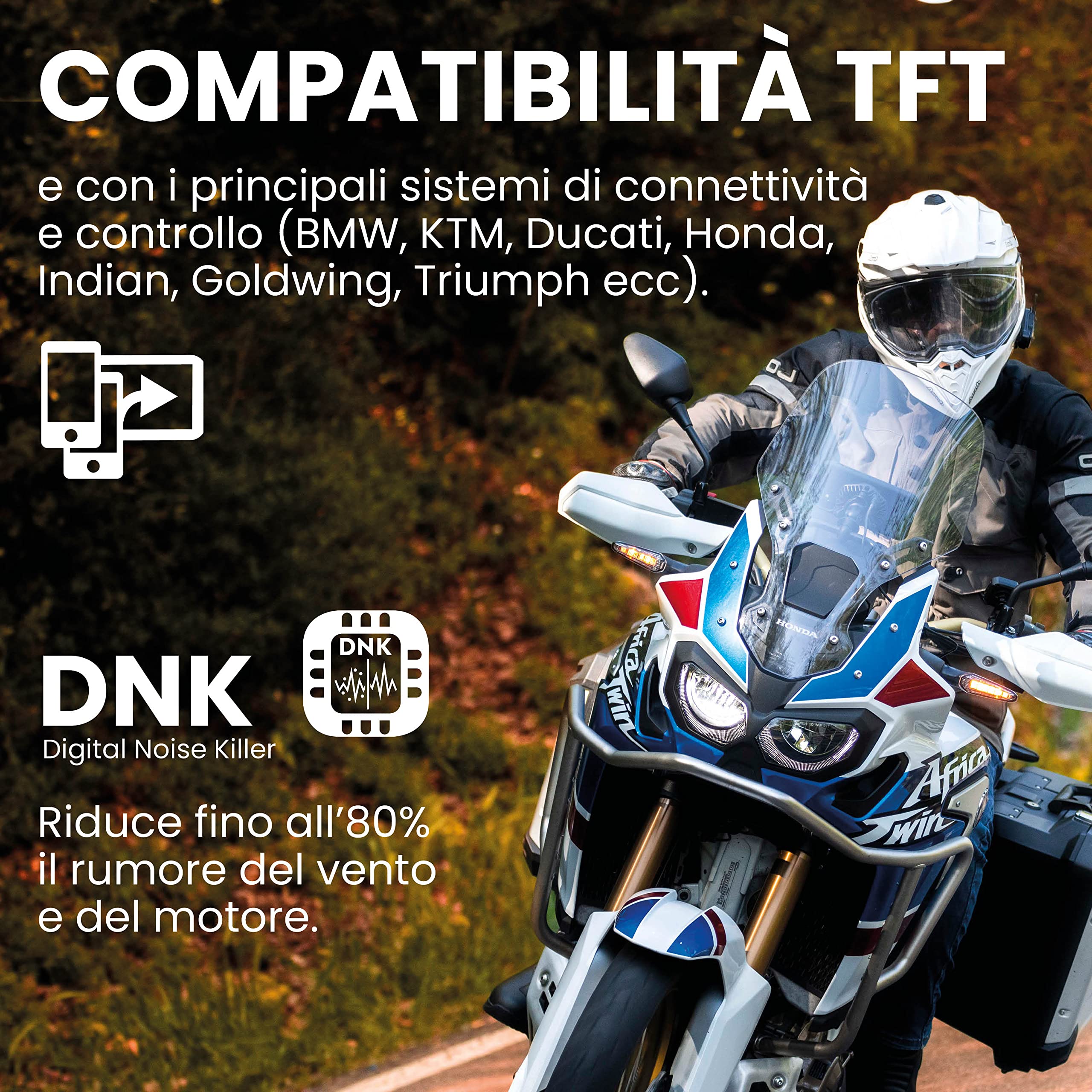 Midland Rush RCF Twin C1527.01, Interfono Moto Bluetooth e Mesh Doppio, Auricolari Casco Impermeabili IPX6, Cancellazione Rumore, Radio FM integrata e Web Radio Via App.